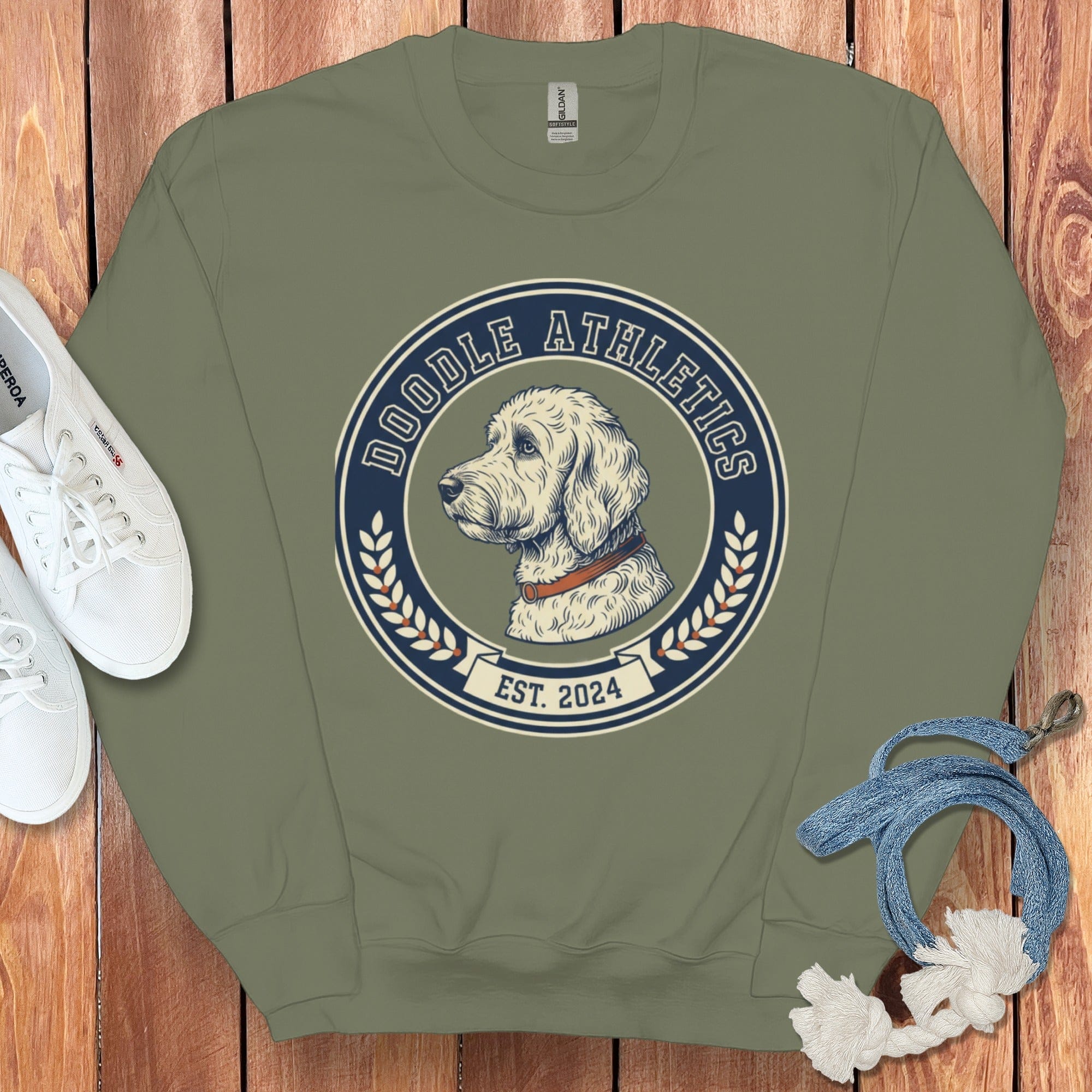 Doodle Athletics Sweatshirt in Military Green / S by Puppy Jo