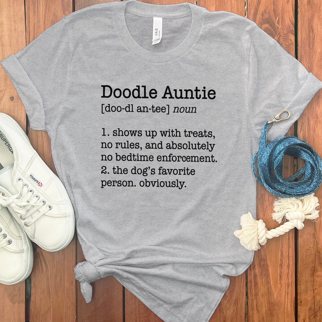 Doodle Auntie Dictionary T-Shirt in Athletic Heather / S by Puppy Jo