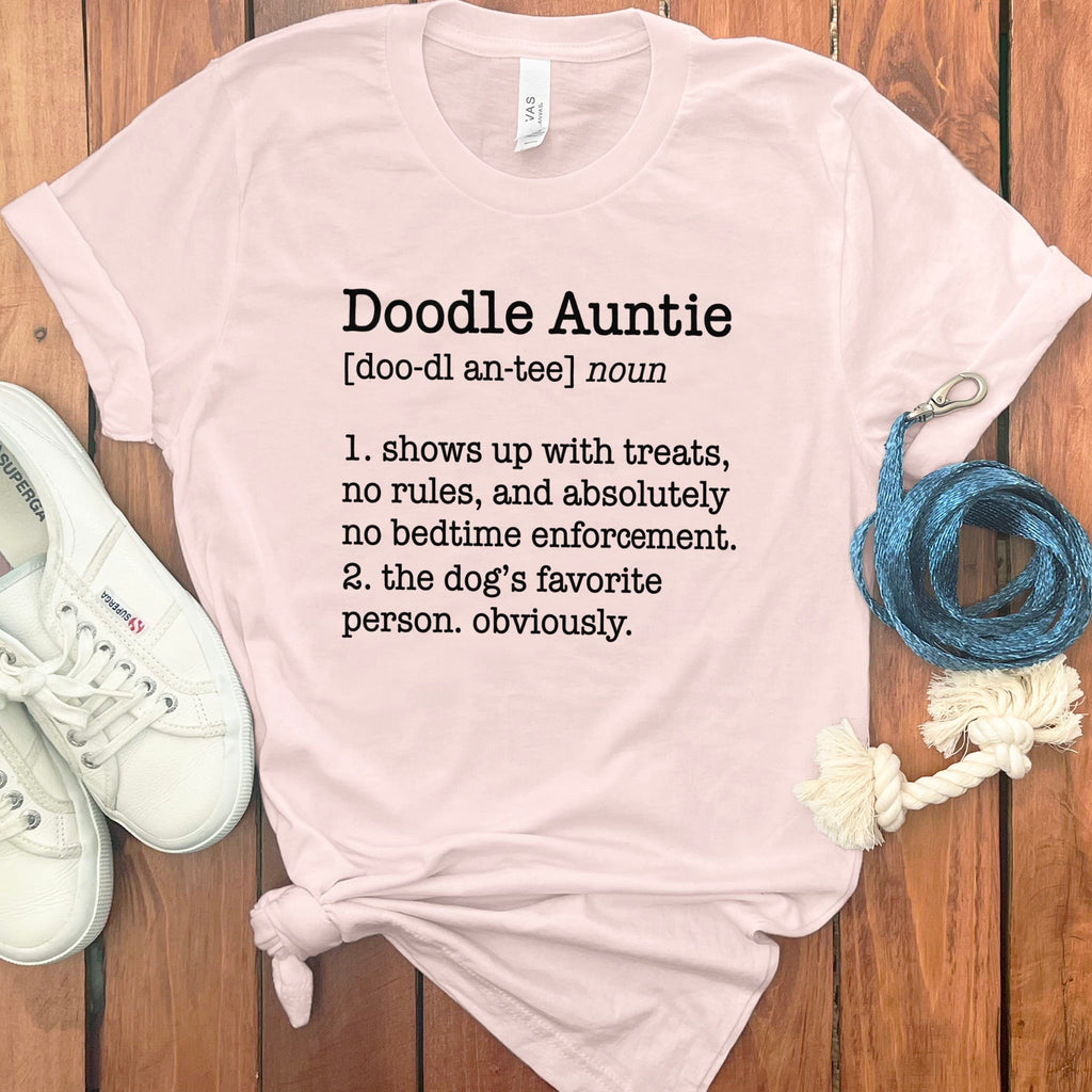 Doodle Auntie Dictionary T-Shirt in Soft Pink / S by Puppy Jo