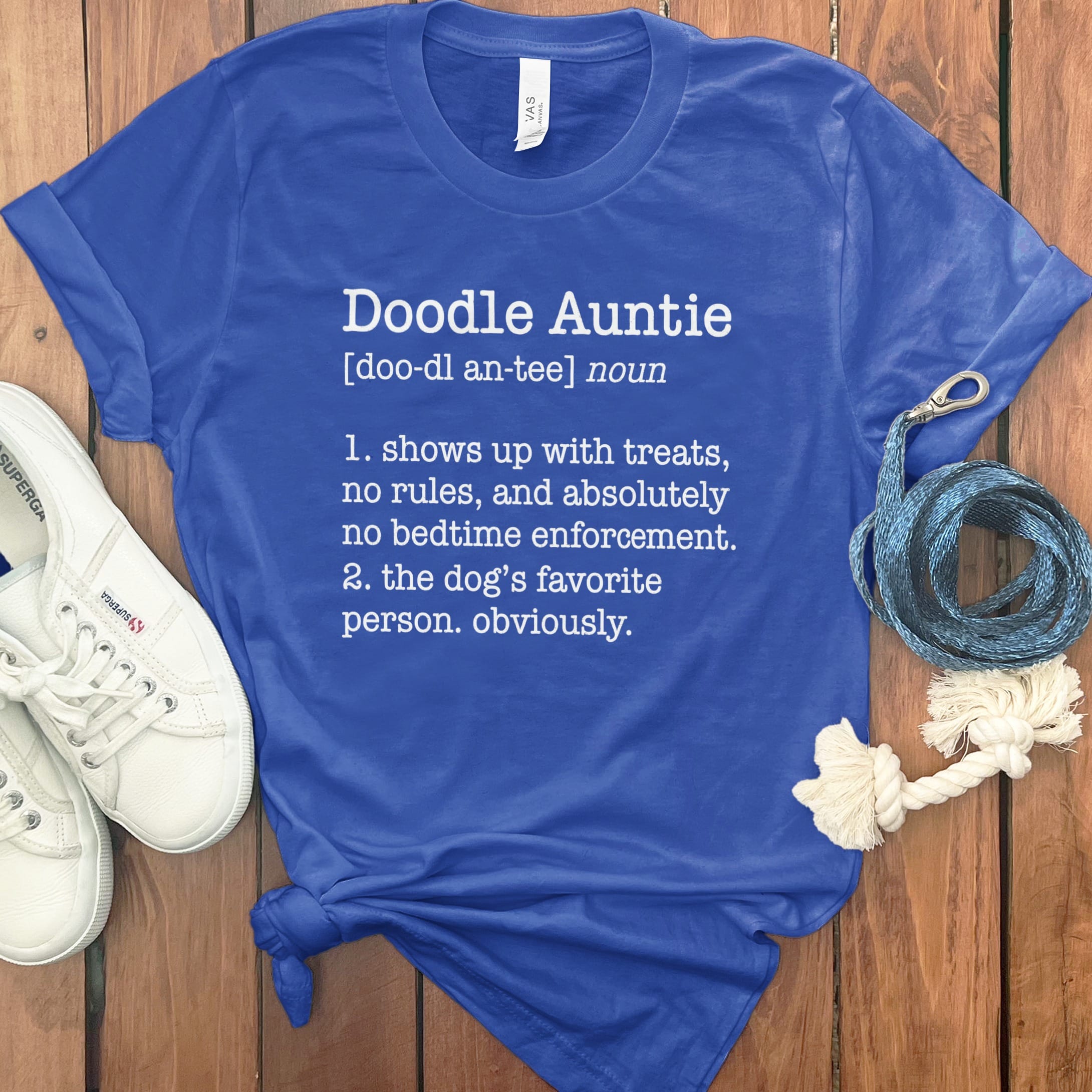 Doodle Auntie Dictionary T-Shirt in True Royal / S by Puppy Jo