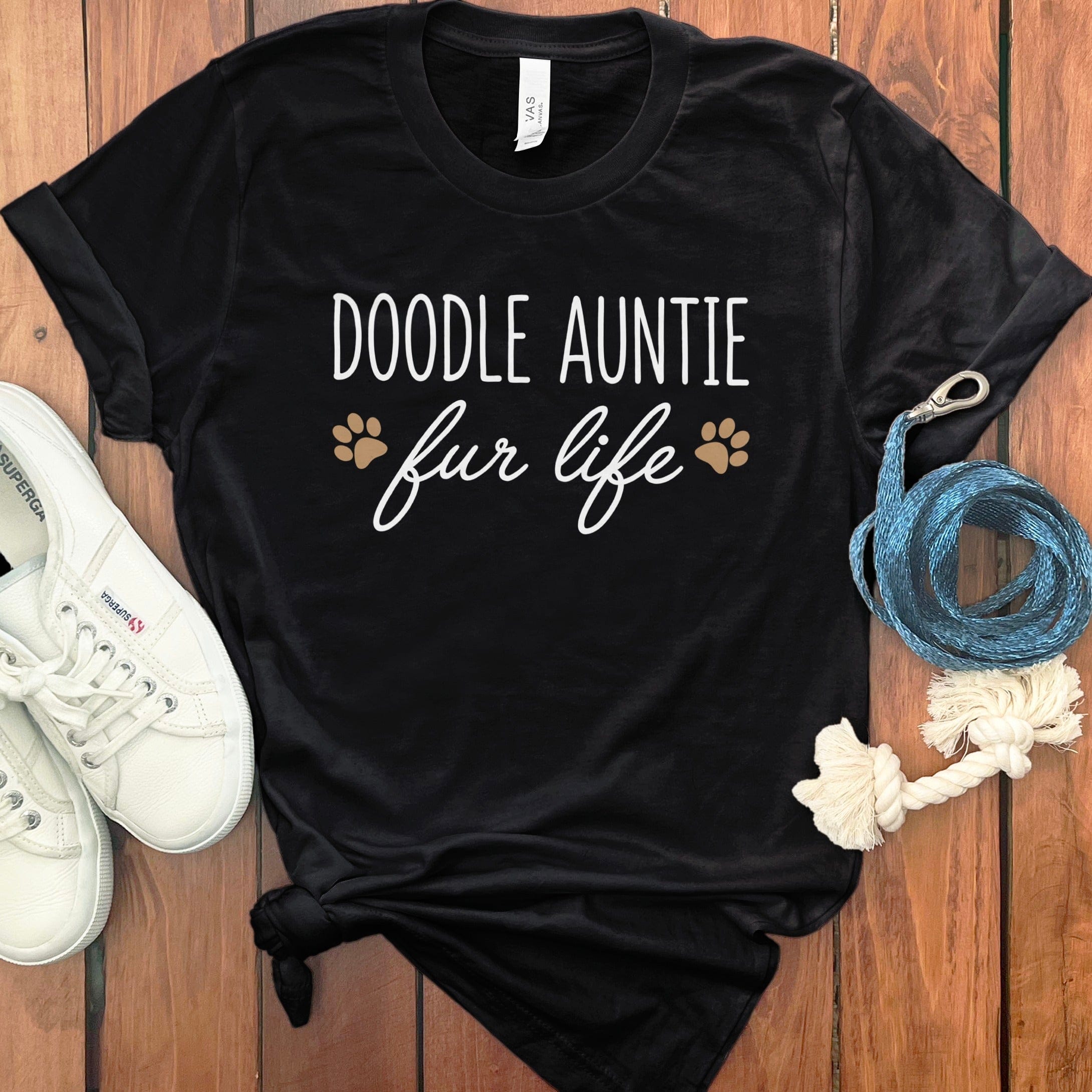 Doodle Auntie Life T-Shirt in Black / S by Puppy Jo