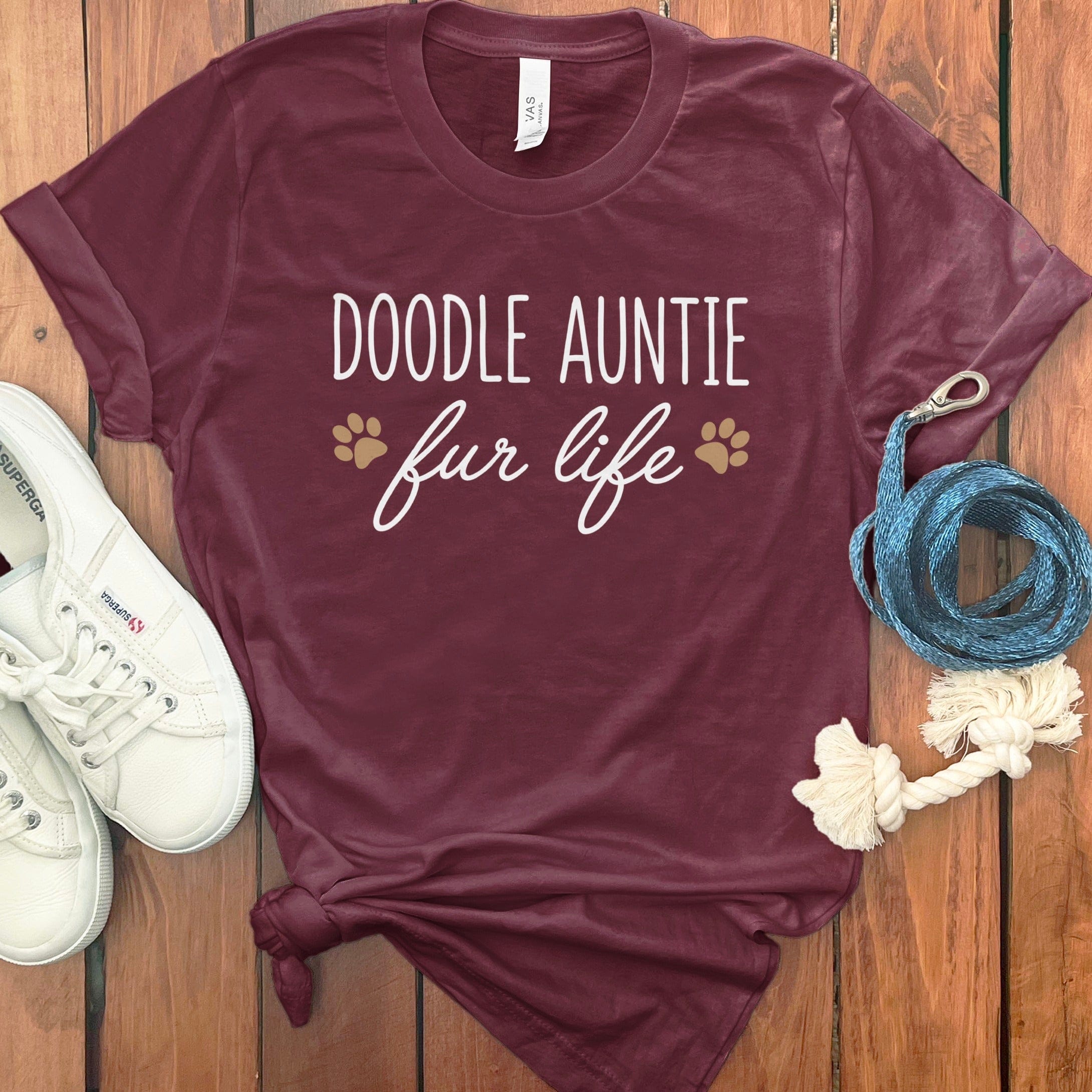 Doodle Auntie Life T-Shirt in Maroon / S by Puppy Jo