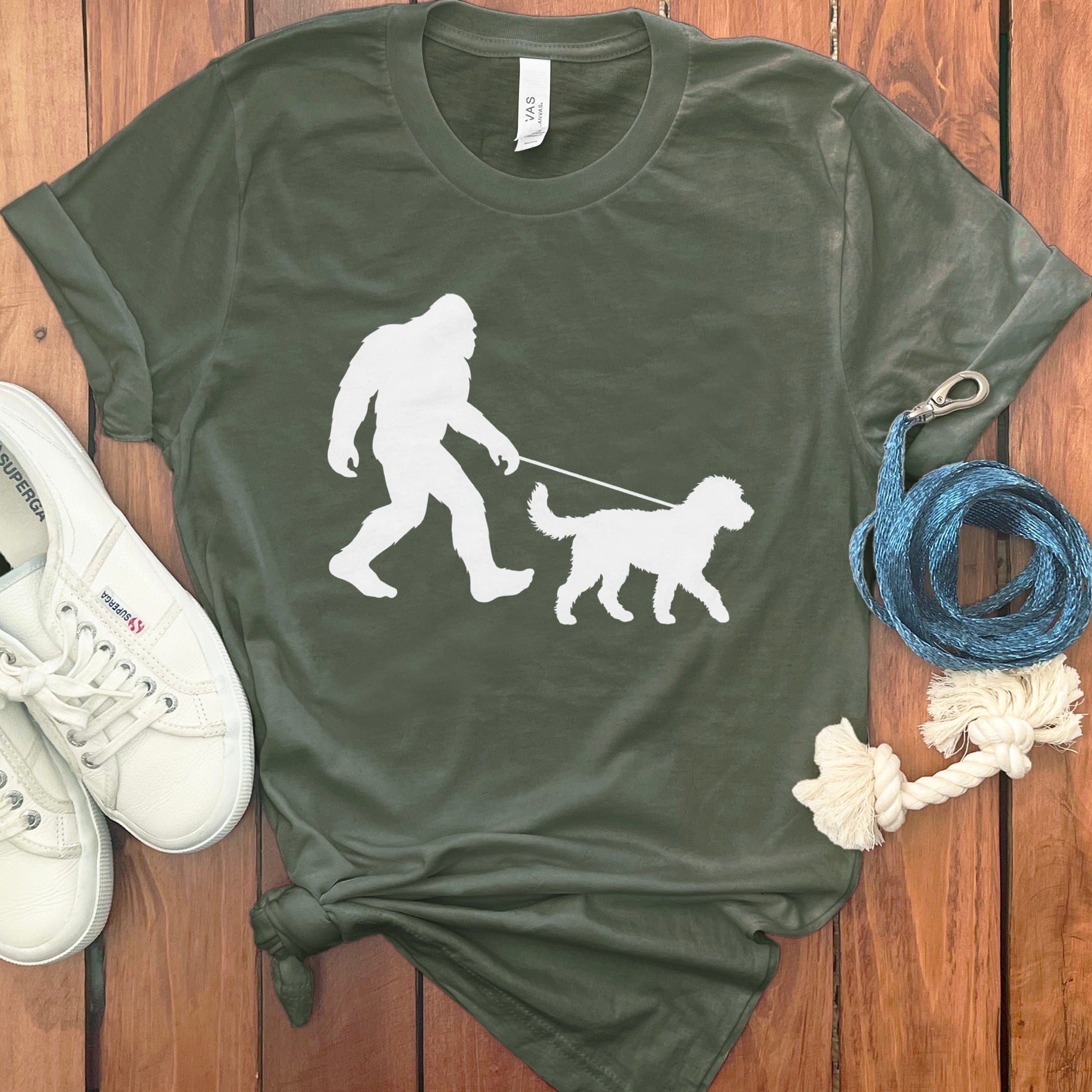 Doodle Bigfoot T-Shirt in Military Green / S by Puppy Jo