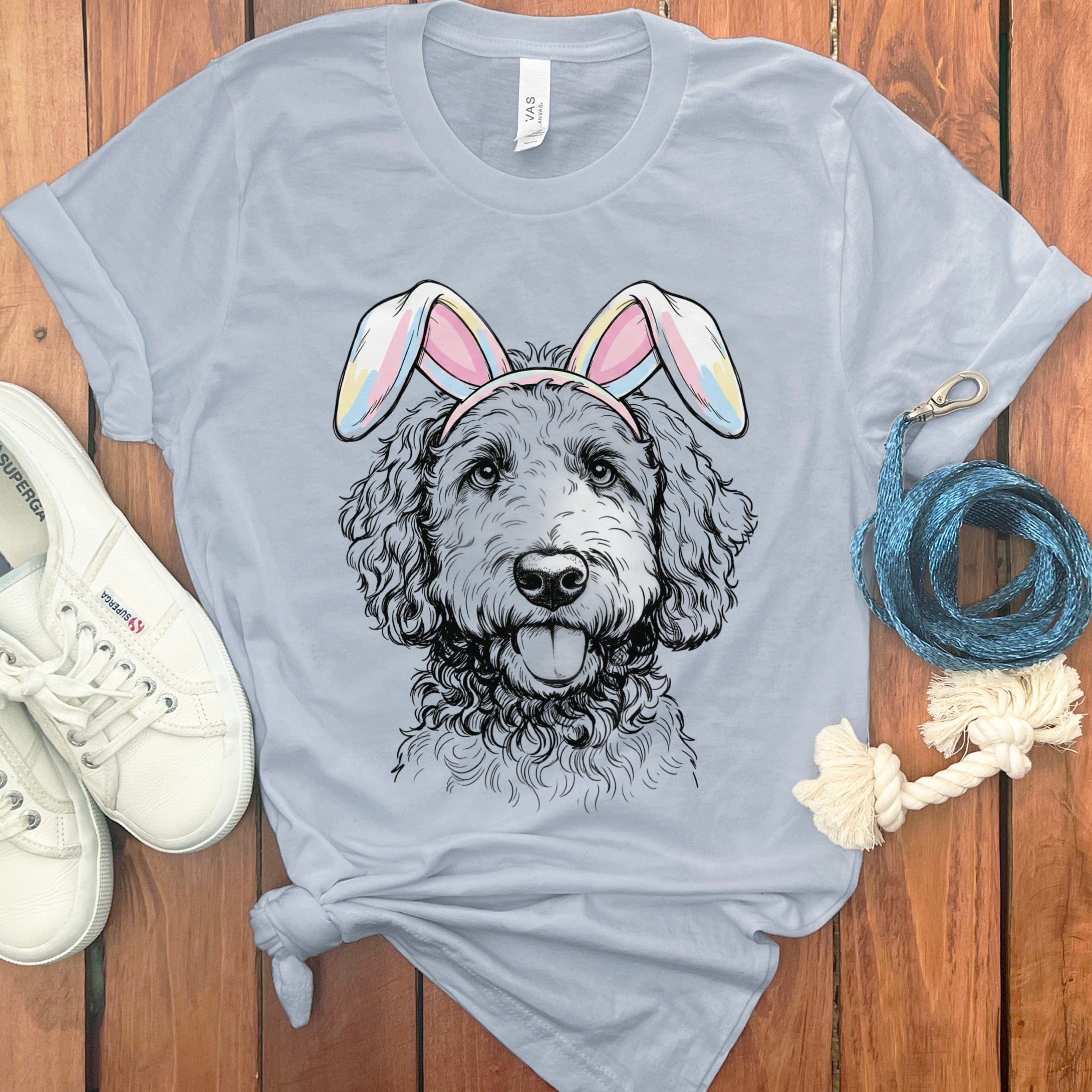 Doodle Bunny T-Shirt in Light Blue / M by Puppy Jo