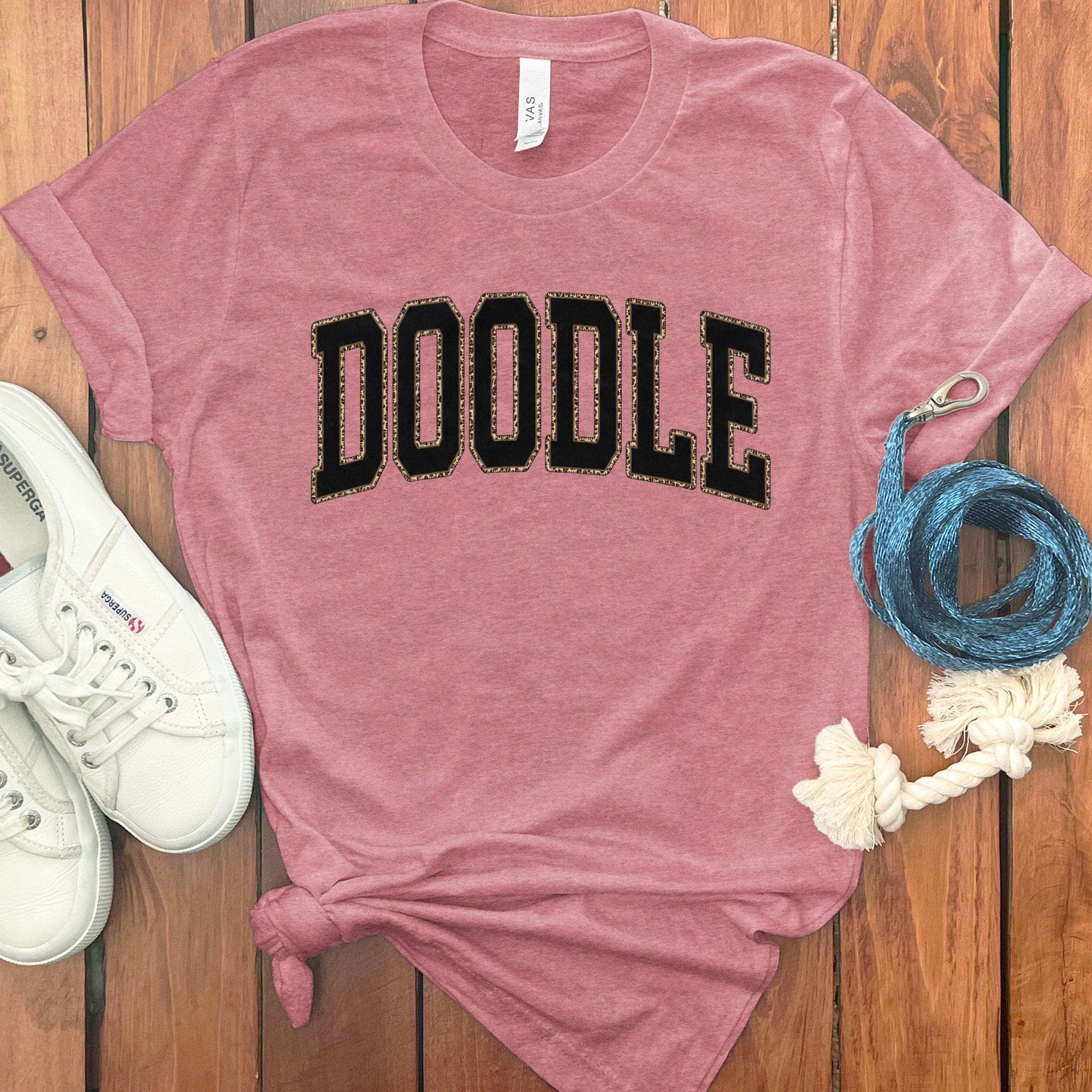 Doodle Collegiate T-Shirt in Heather Mauve / S by Puppy Jo