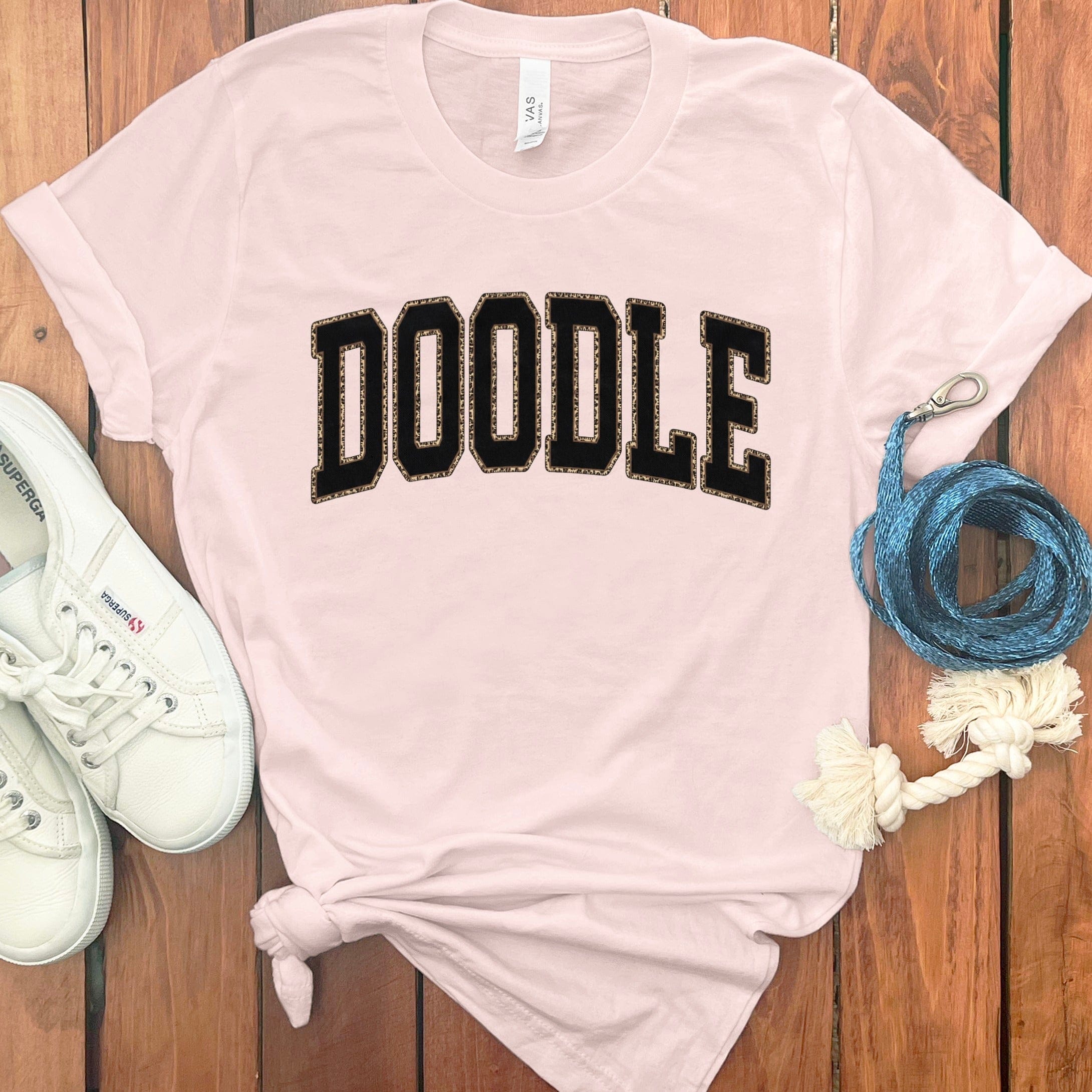 Doodle Collegiate T-Shirt in Soft Pink / S by Puppy Jo