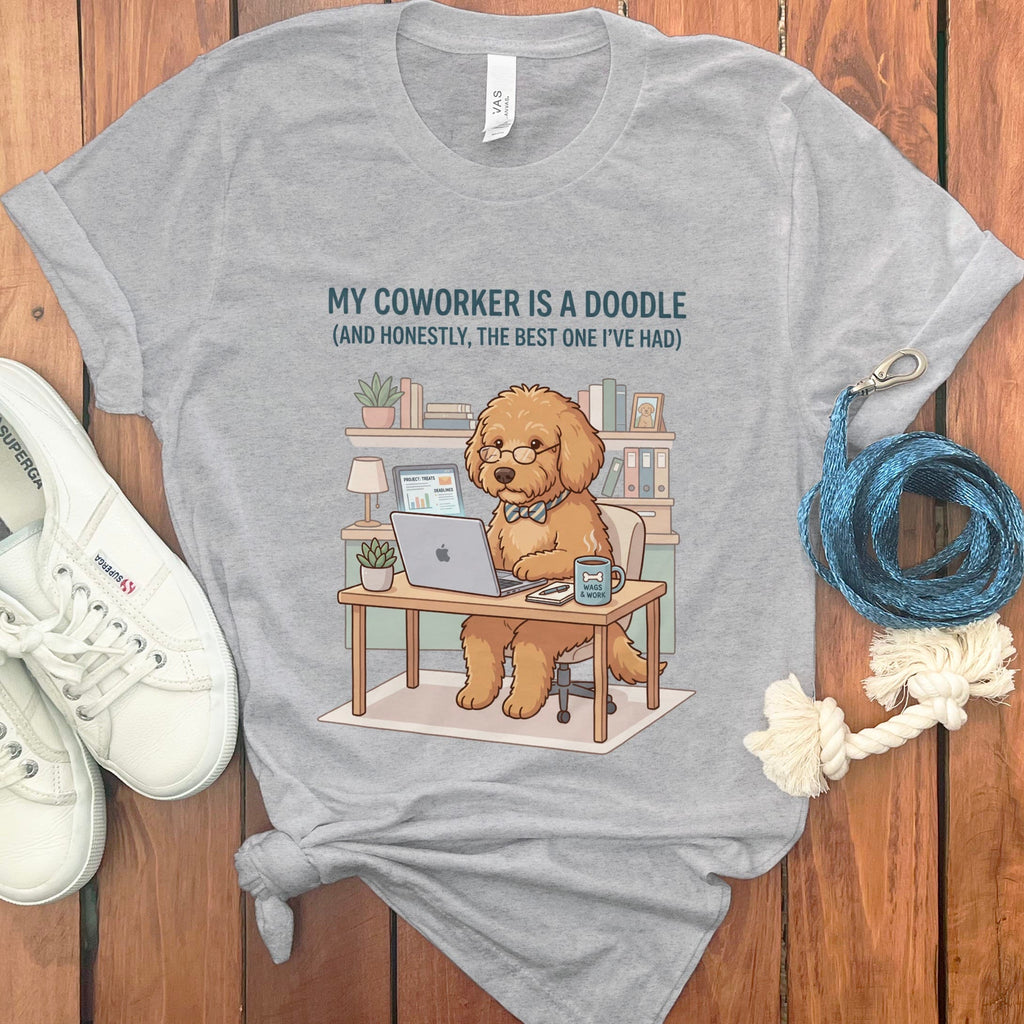 Doodle Coworker T-Shirt in Athletic Heather / S by Puppy Jo