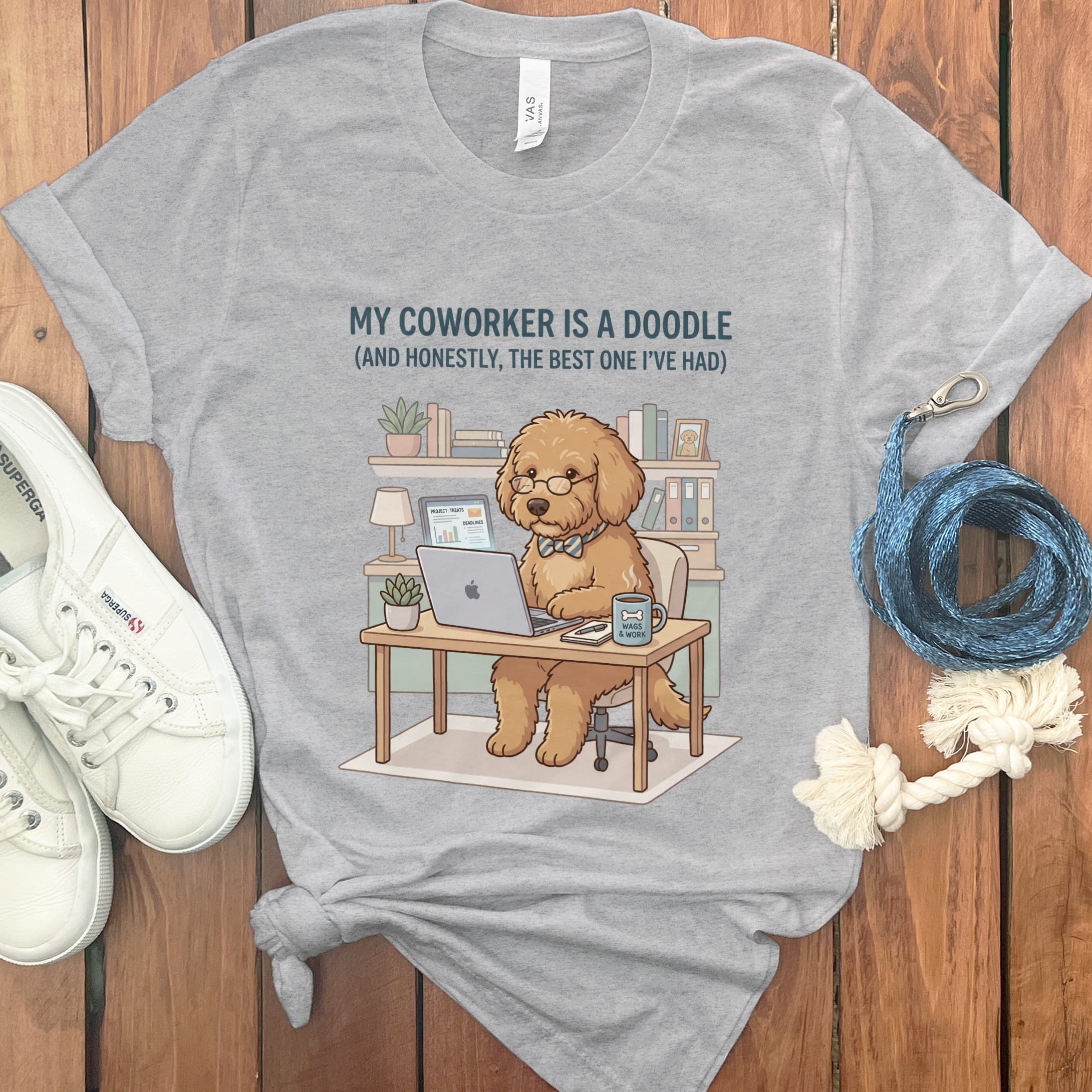 Doodle Coworker T-Shirt in Athletic Heather / S by Puppy Jo