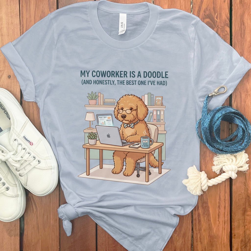 Doodle Coworker T-Shirt in Light Blue / S by Puppy Jo