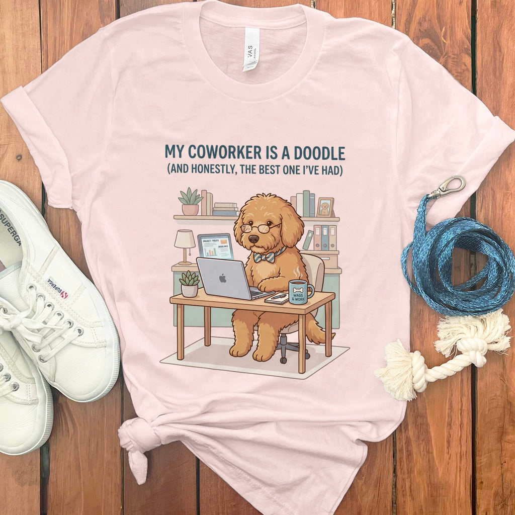 Doodle Coworker T-Shirt in Soft Pink / S by Puppy Jo