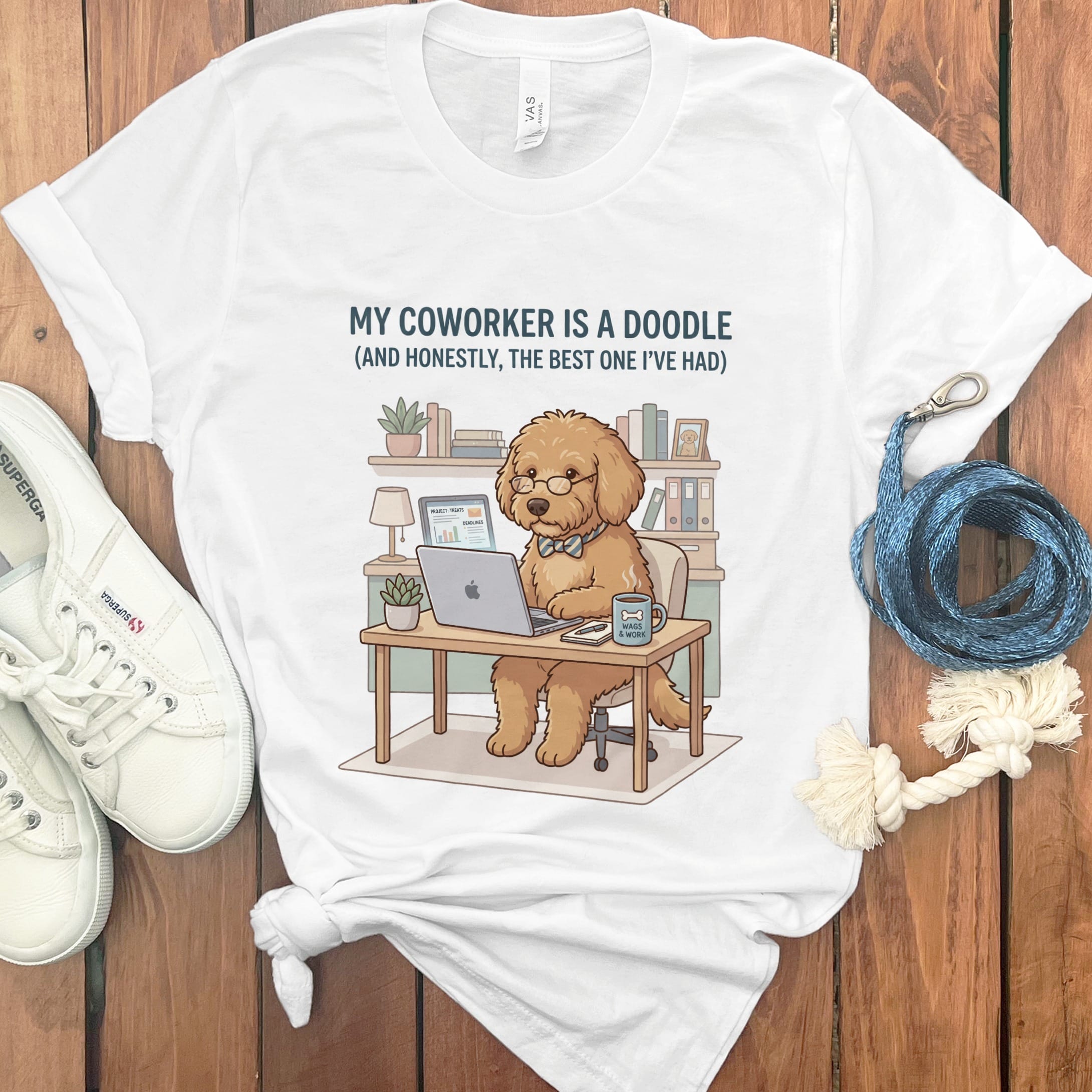 Doodle Coworker T-Shirt in White / S by Puppy Jo