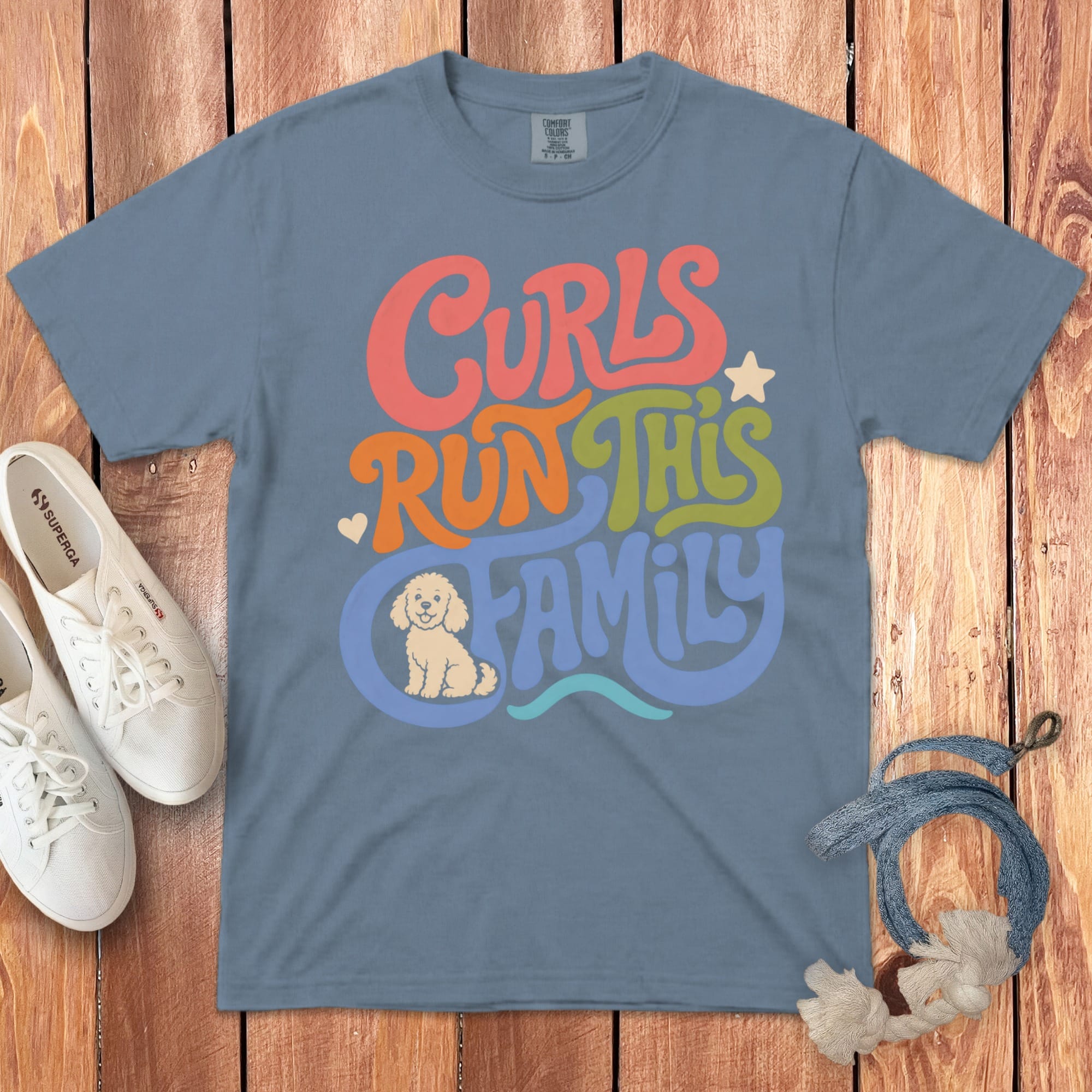 Doodle Curls Signature T-Shirt in Blue Jean / M by Puppy Jo