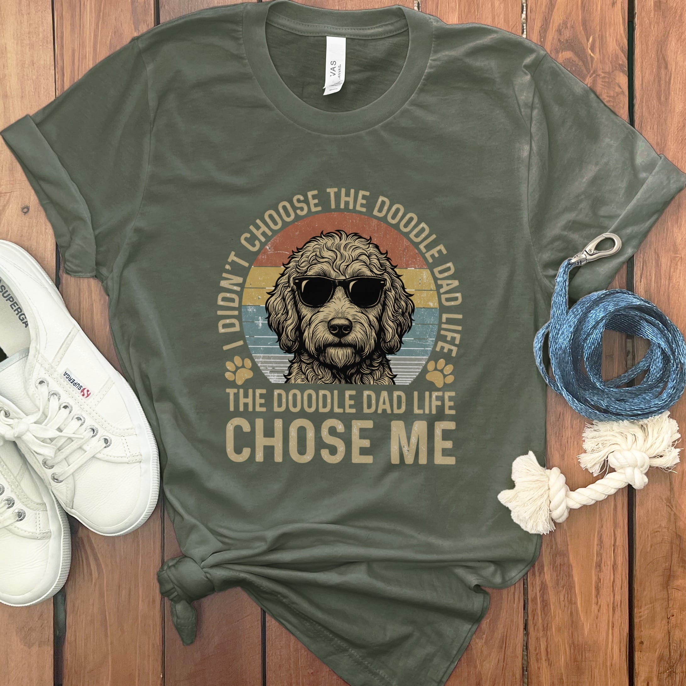 Doodle Dad Life T-Shirt in Military Green / M by Puppy Jo