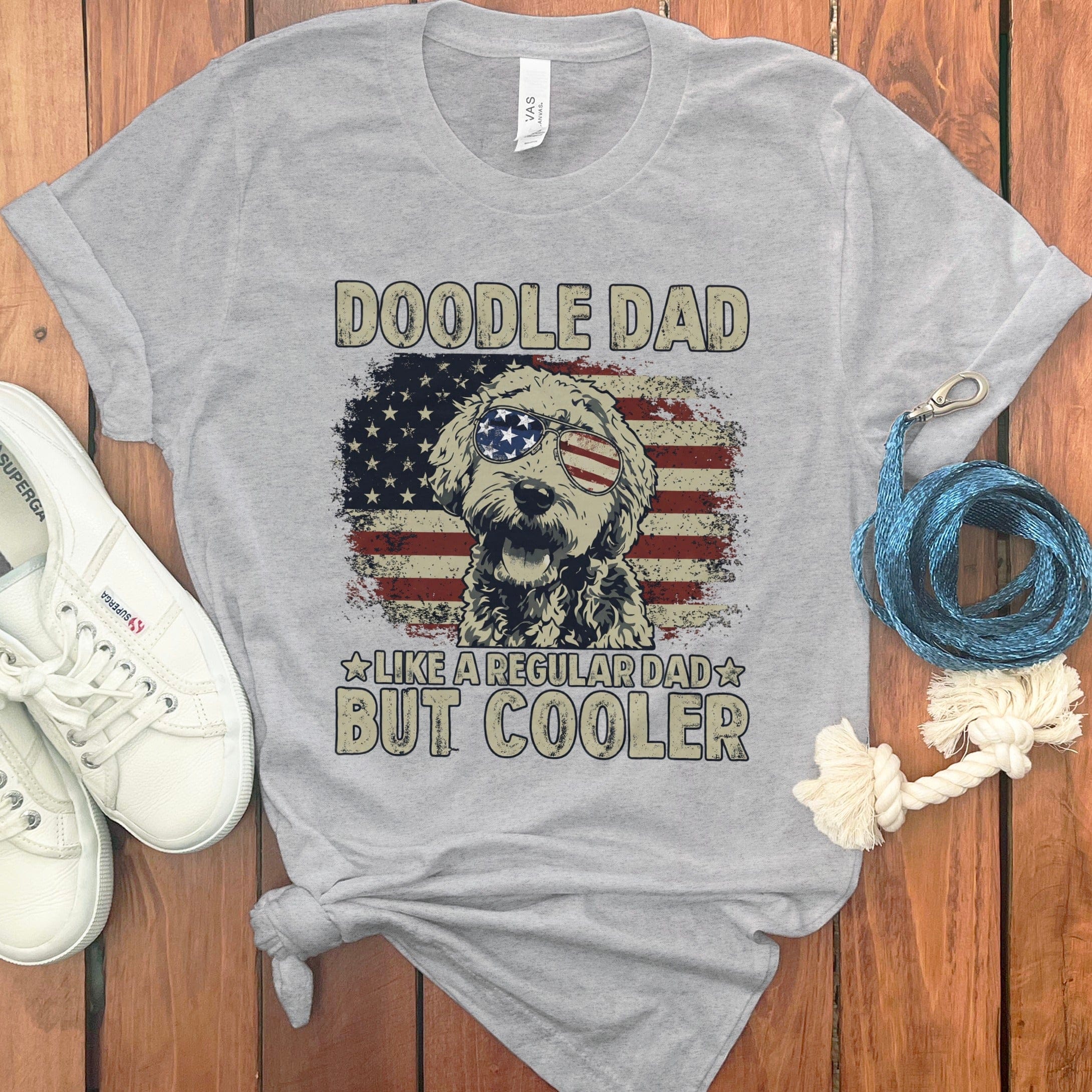 Doodle Dad Patriotic T-Shirt in Athletic Heather / S by Puppy Jo