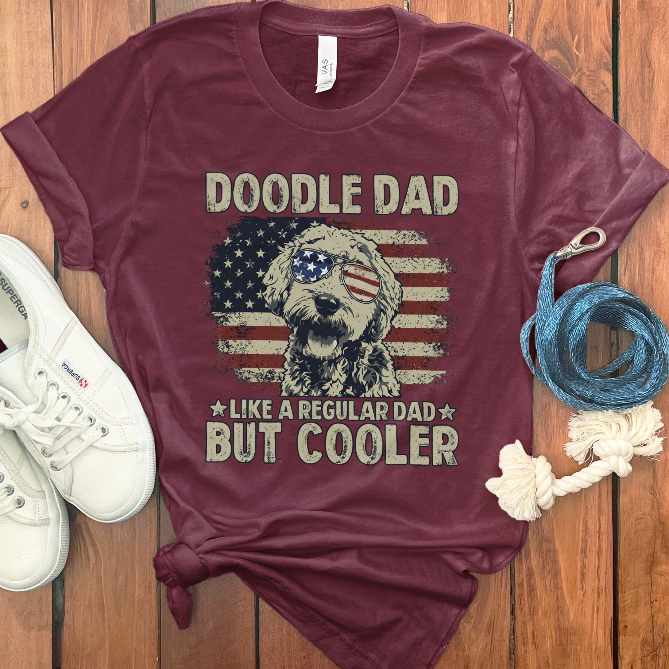 Doodle Dad Patriotic T-Shirt in Maroon / S by Puppy Jo