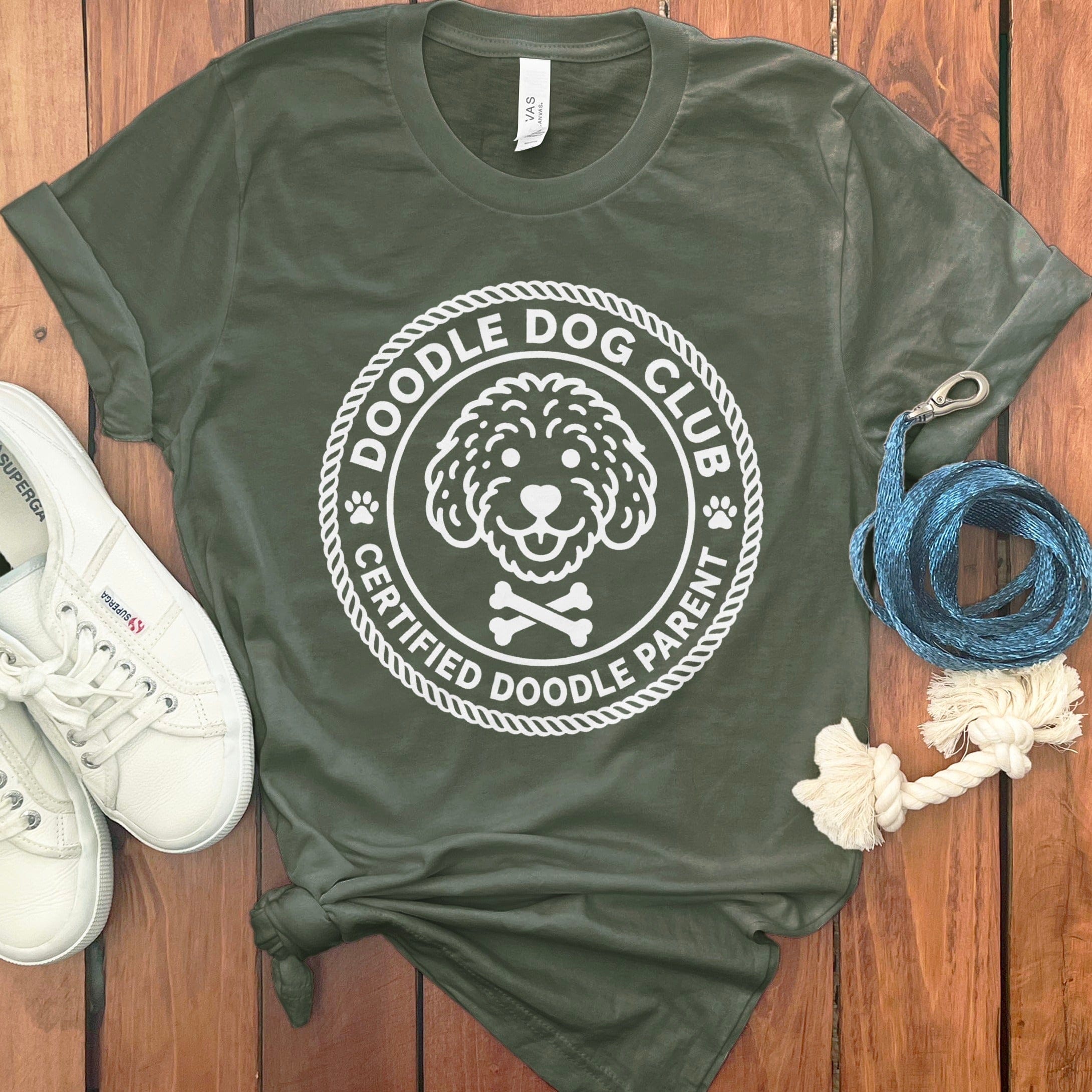 Doodle Dog Club T-Shirt in Military Green / S by Puppy Jo