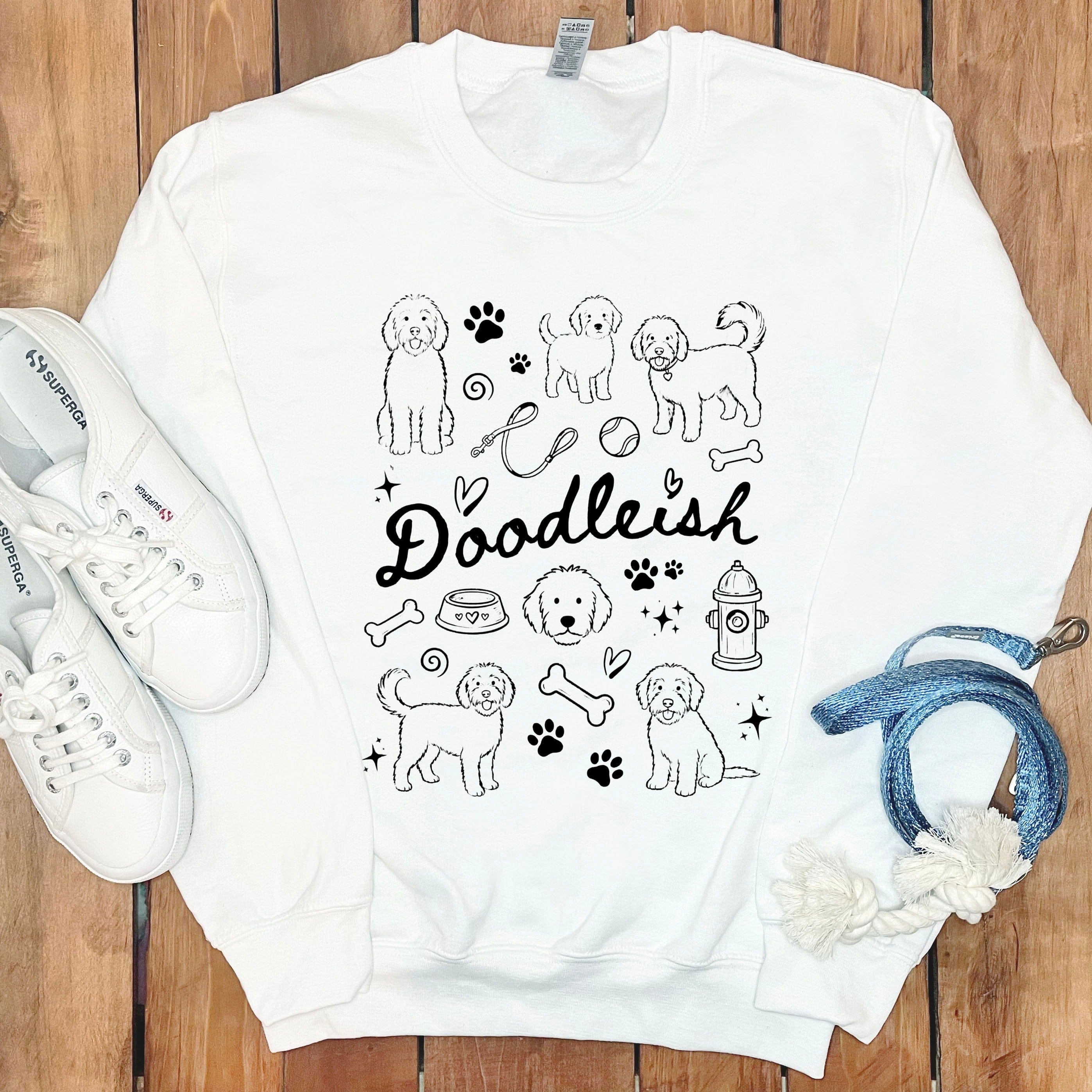Doodle Dog Doodleish Sweatshirt in White / S by Puppy Jo