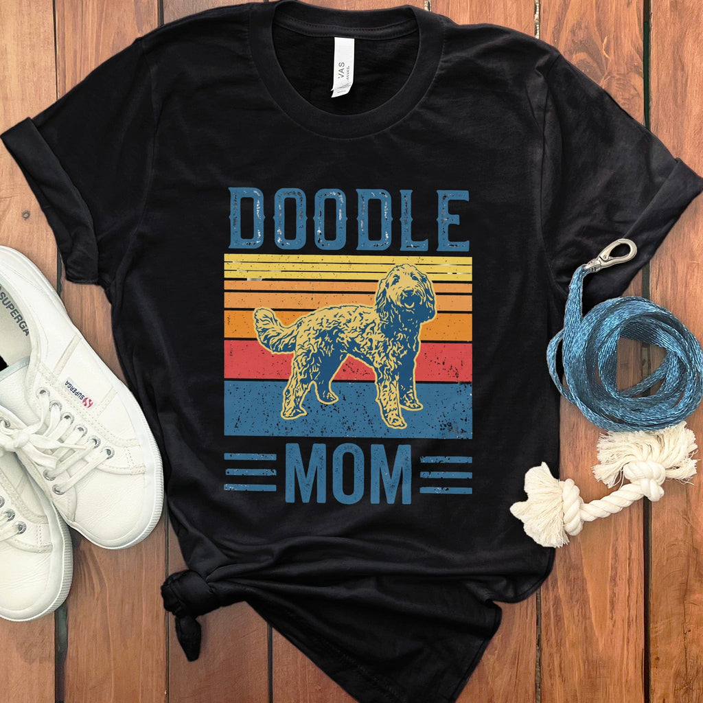 Doodle Dog Mom Retro T-Shirt in Black / S by Puppy Jo