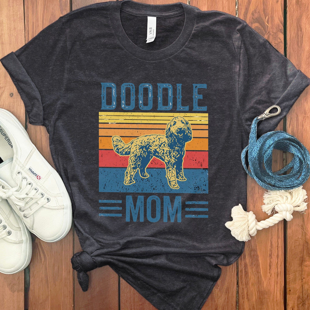 Doodle Dog Mom Retro T-Shirt in Dark Grey Heather / S by Puppy Jo