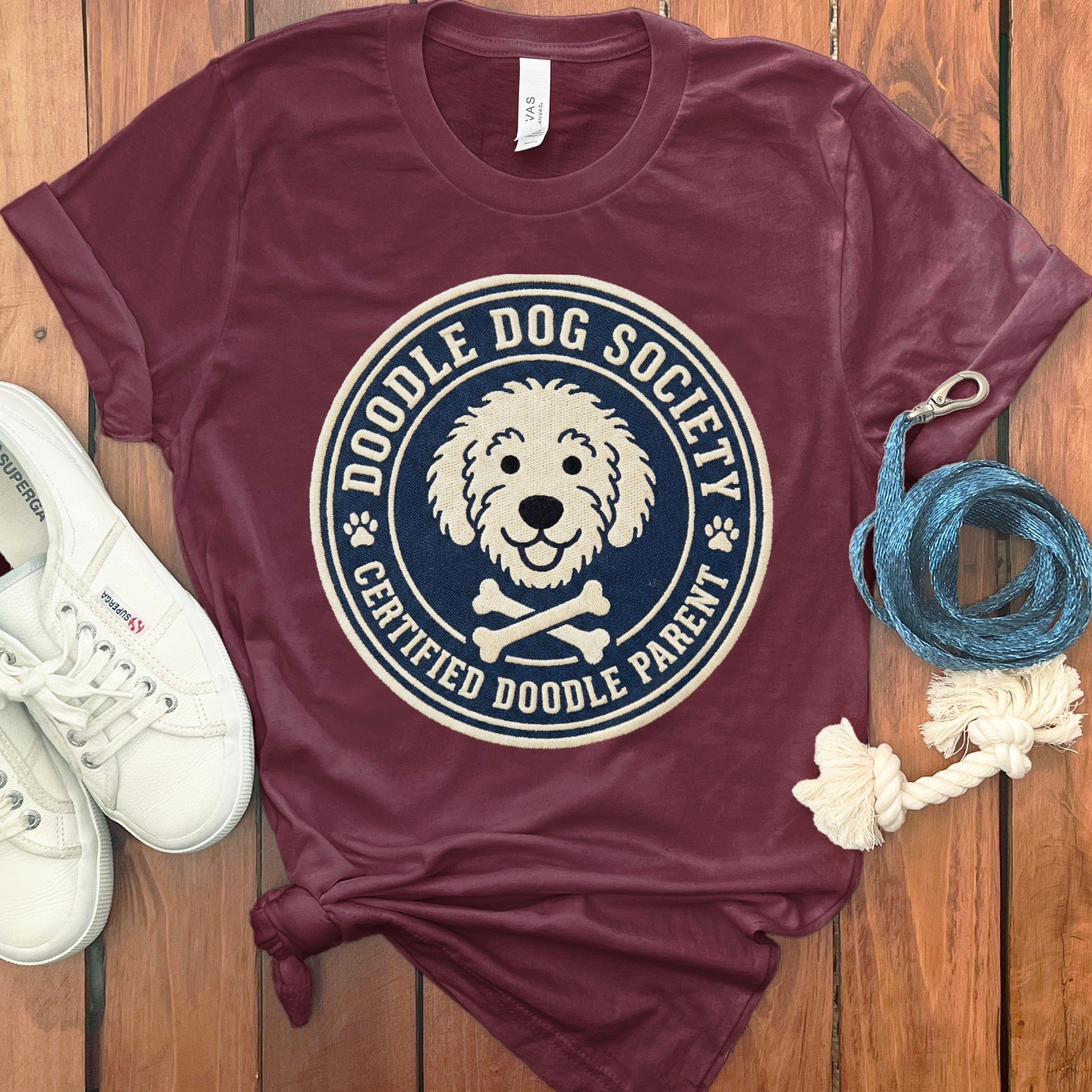 Doodle Dog Society T-Shirt in Maroon / S by Puppy Jo