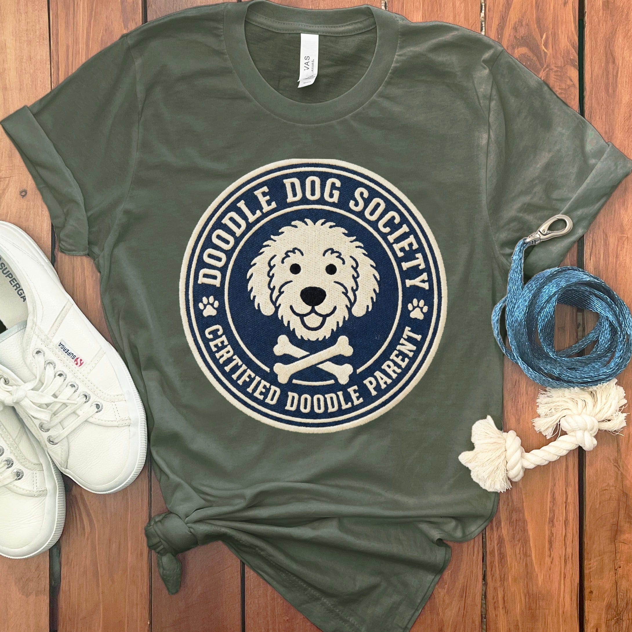 Doodle Dog Society T-Shirt in Military Green / S by Puppy Jo