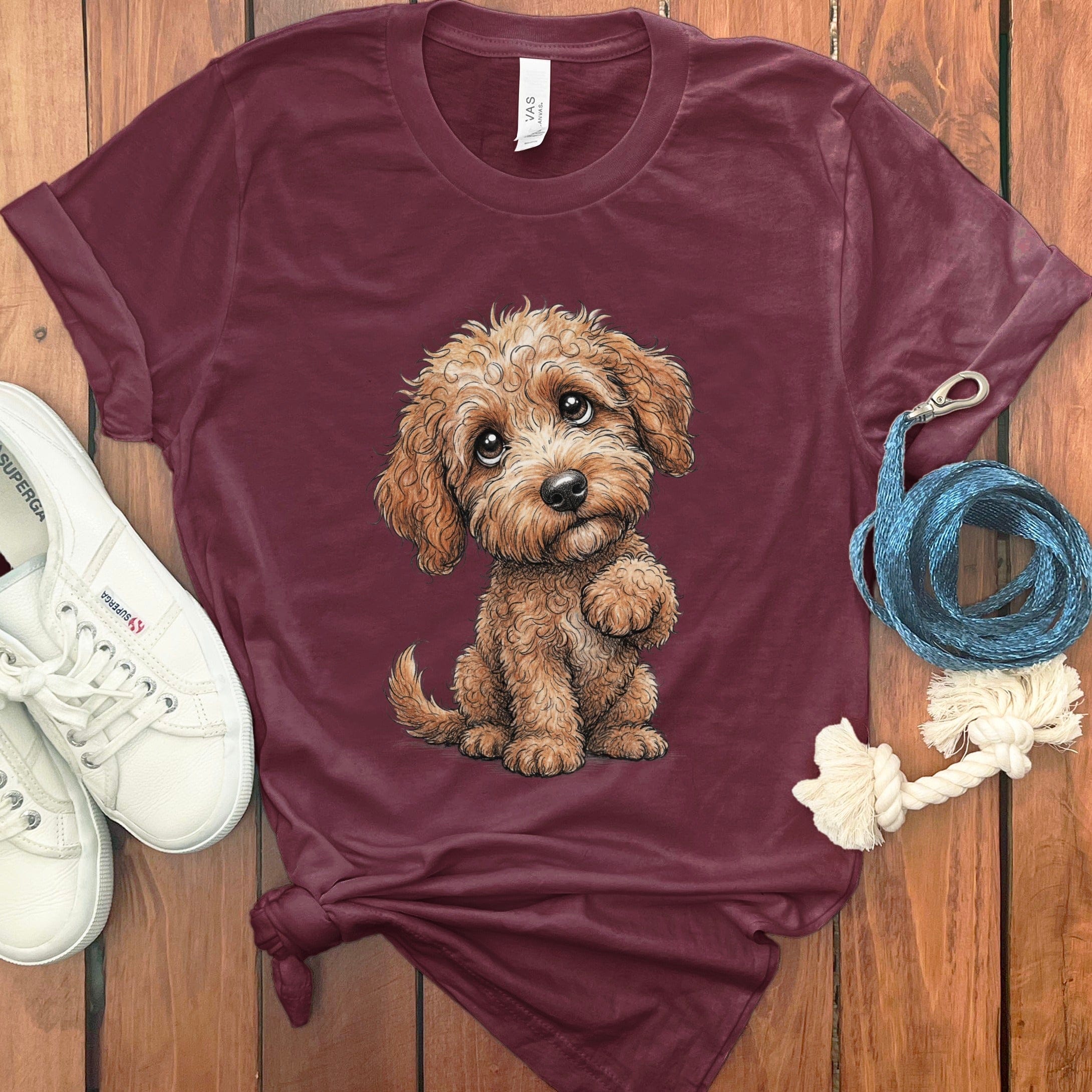Doodle Eyes T-Shirt in Maroon / M by Puppy Jo