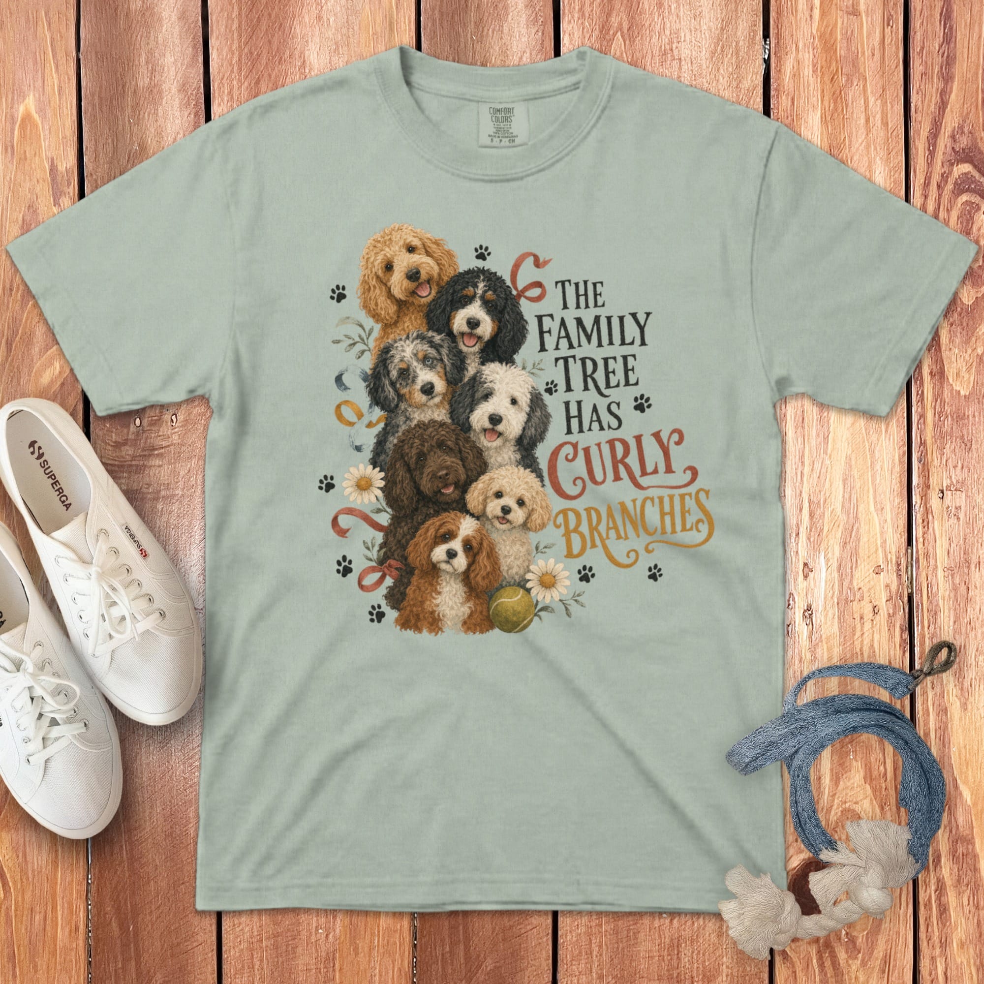 Doodle Family Tree Signature T-Shirt in Bay / S by Puppy Jo