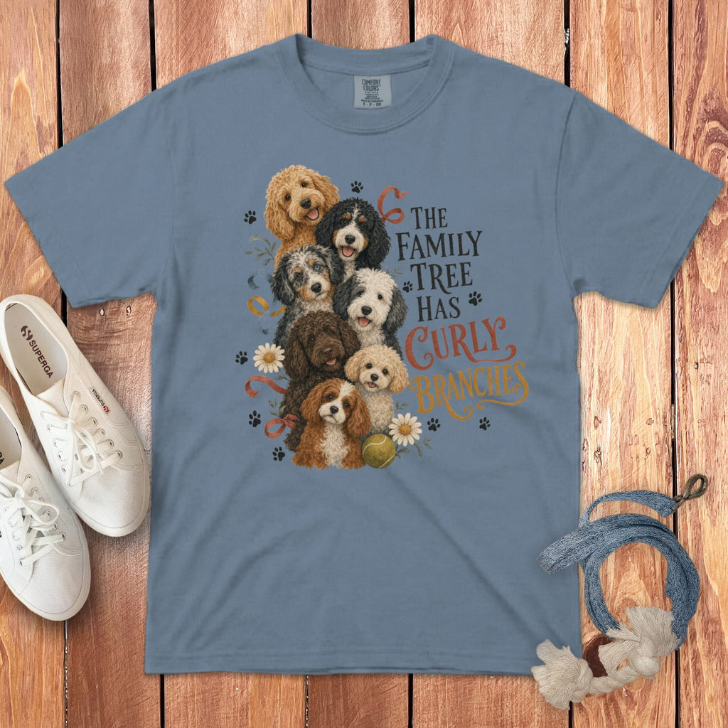 Doodle Family Tree Signature T-Shirt in Blue Jean / S by Puppy Jo