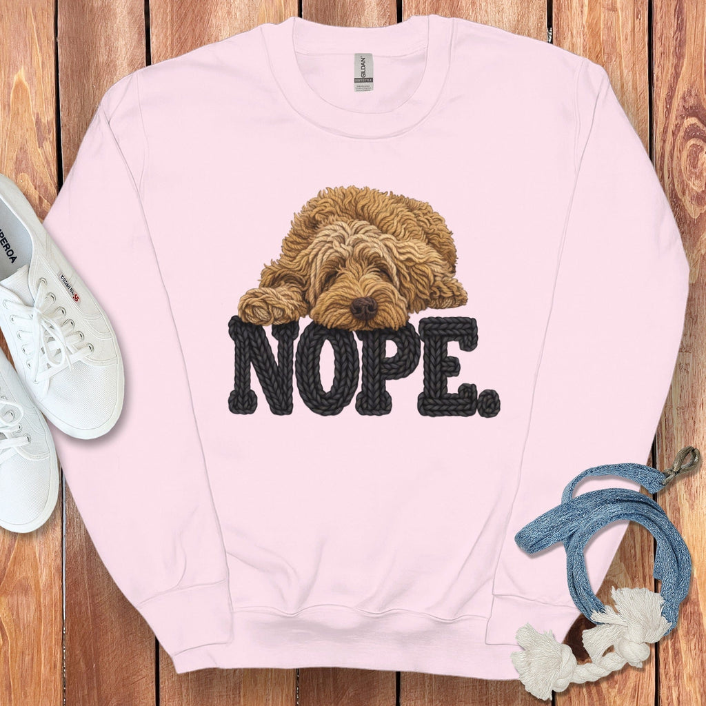 Doodle Faux Yarn Nope Sweatshirt in Light Pink / S by Puppy Jo