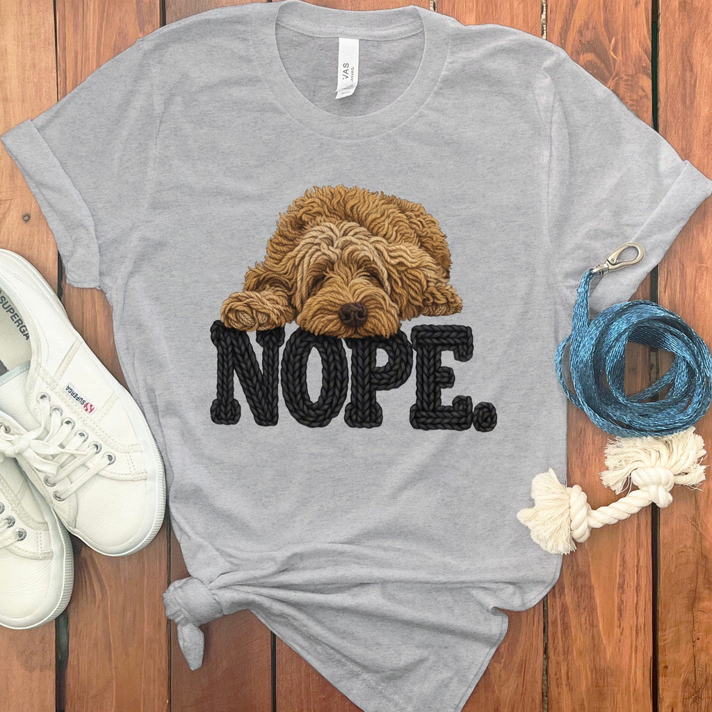 Doodle Faux Yarn Nope T-Shirt in Athletic Heather / S by Puppy Jo