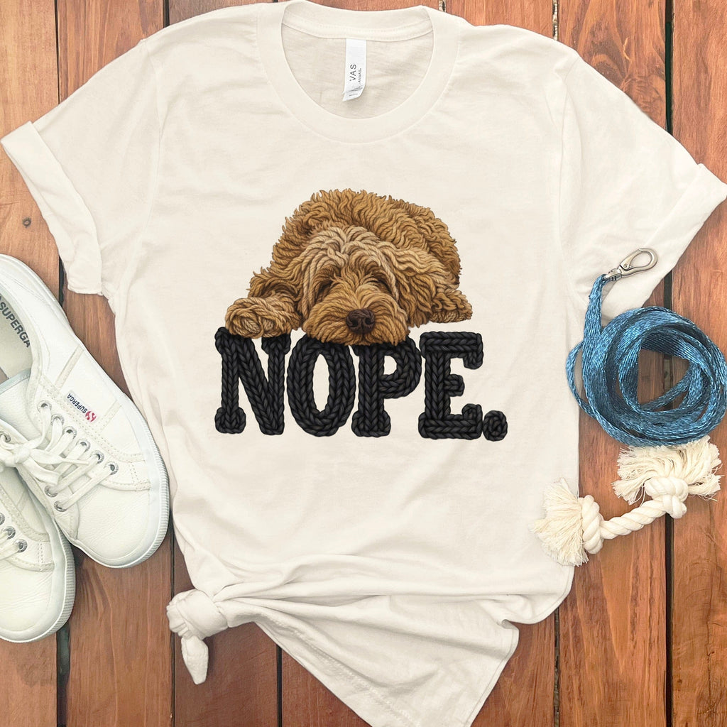 Doodle Faux Yarn Nope T-Shirt in Natural / S by Puppy Jo