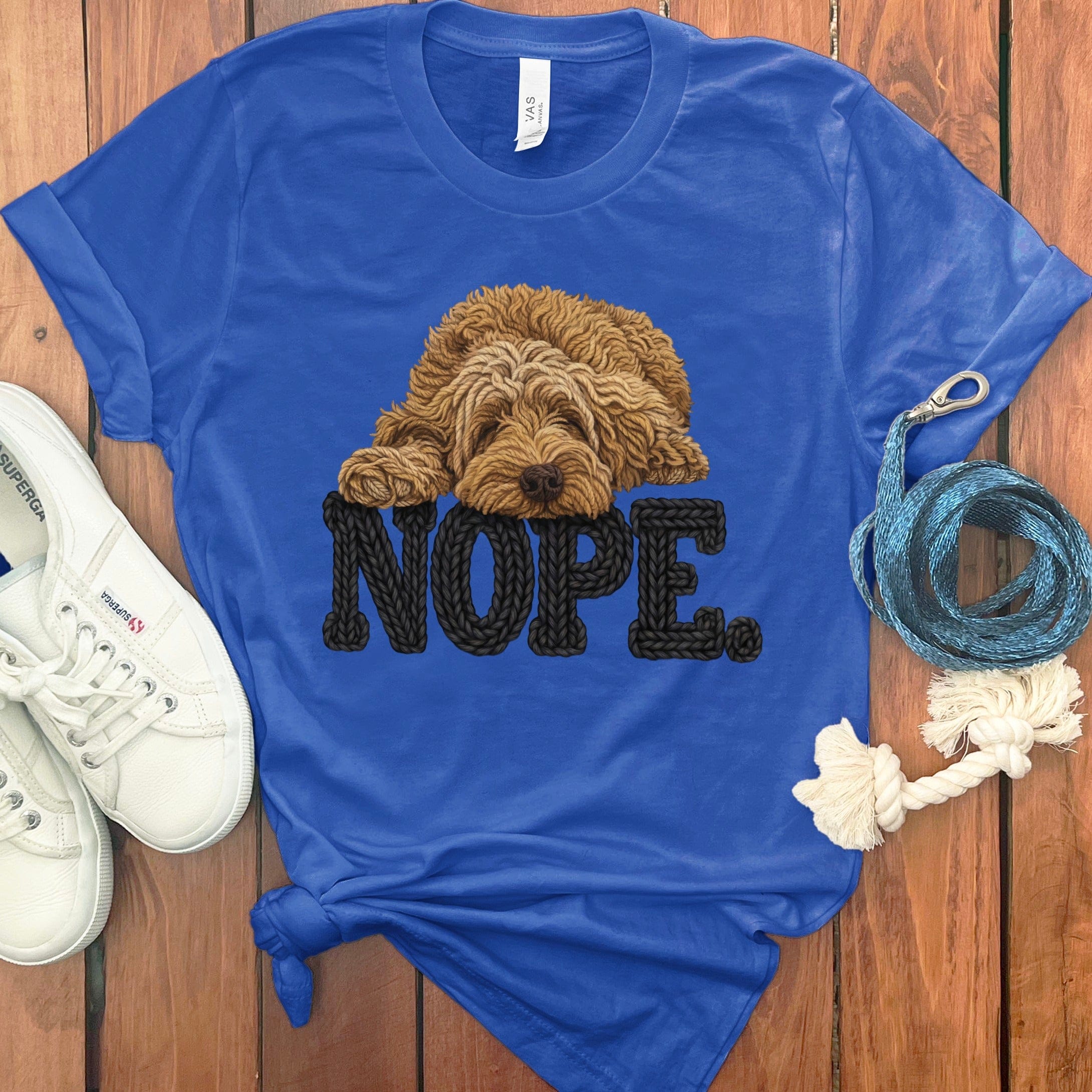 Doodle Faux Yarn Nope T-Shirt in True Royal / S by Puppy Jo