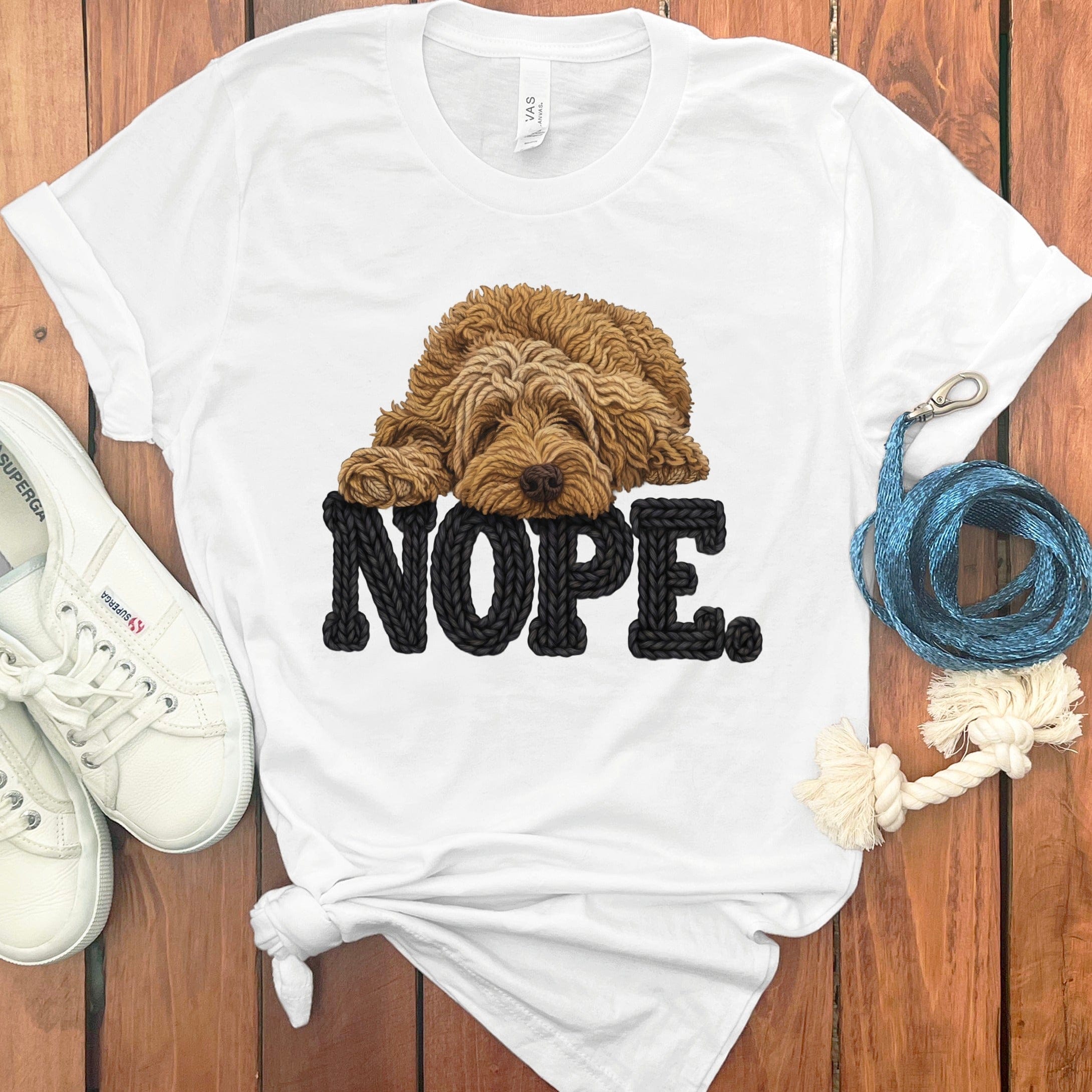 Doodle Faux Yarn Nope T-Shirt in White / S by Puppy Jo
