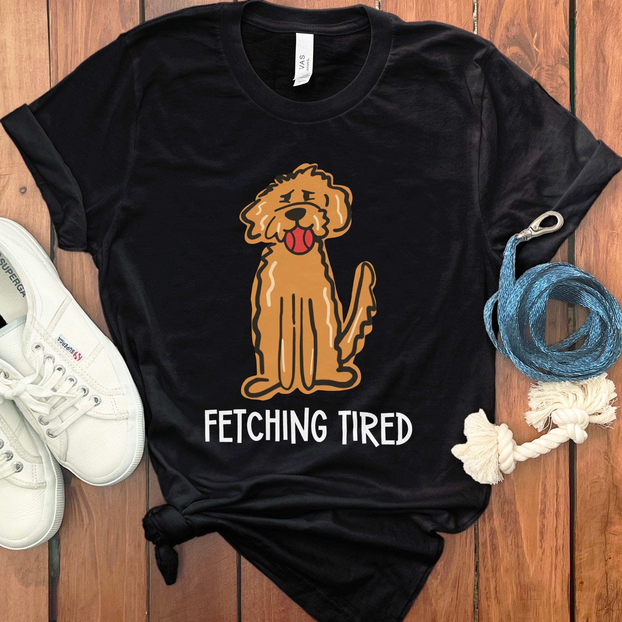 Doodle Fetching Tired T-Shirt in Black / S by Puppy Jo