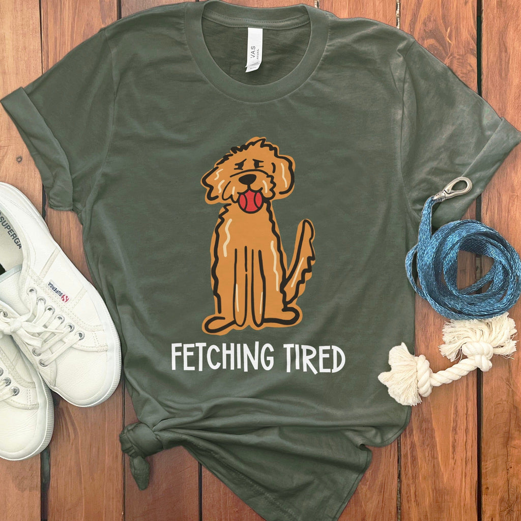 Doodle Fetching Tired T-Shirt in Military Green / S by Puppy Jo