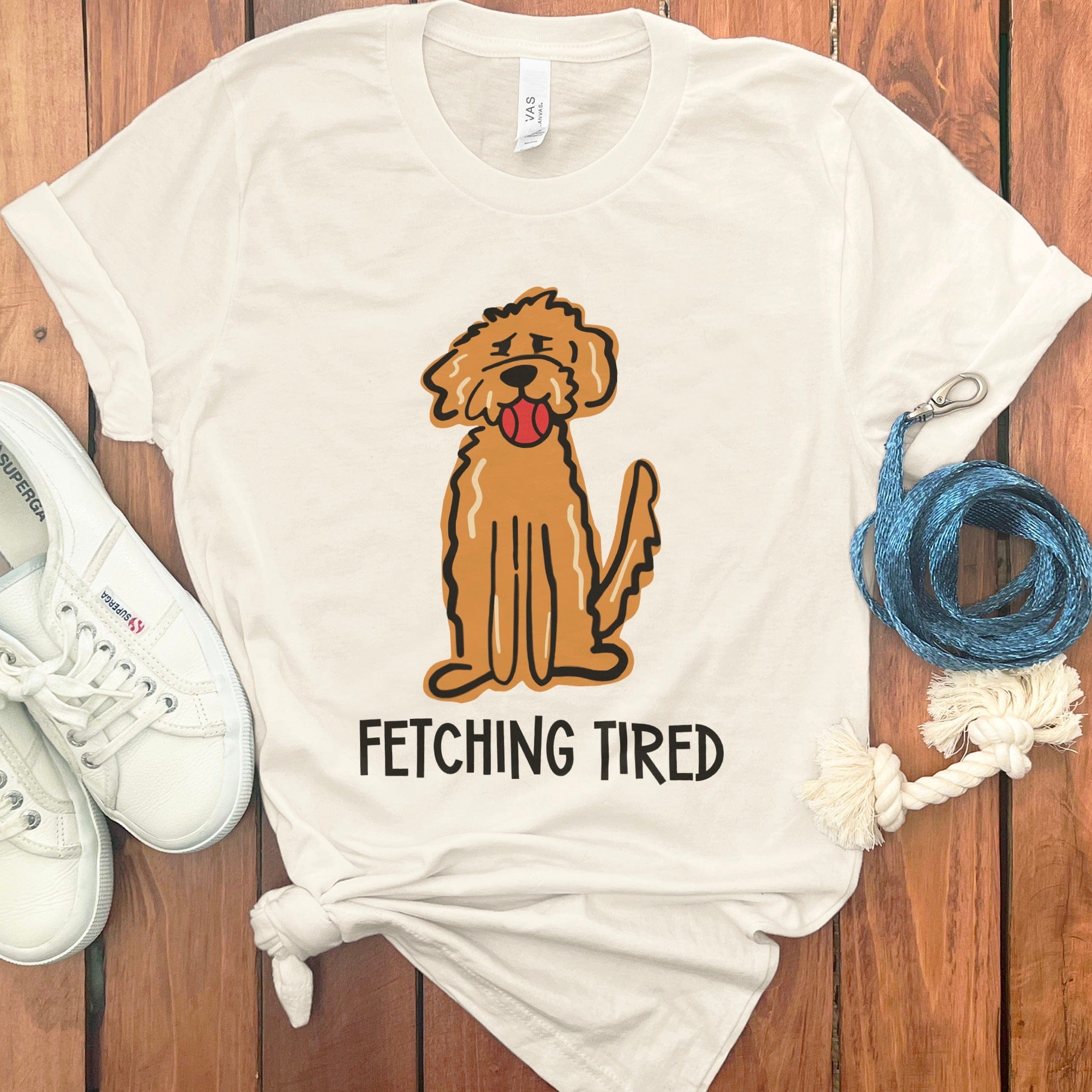Doodle Fetching Tired T-Shirt in Natural / S by Puppy Jo