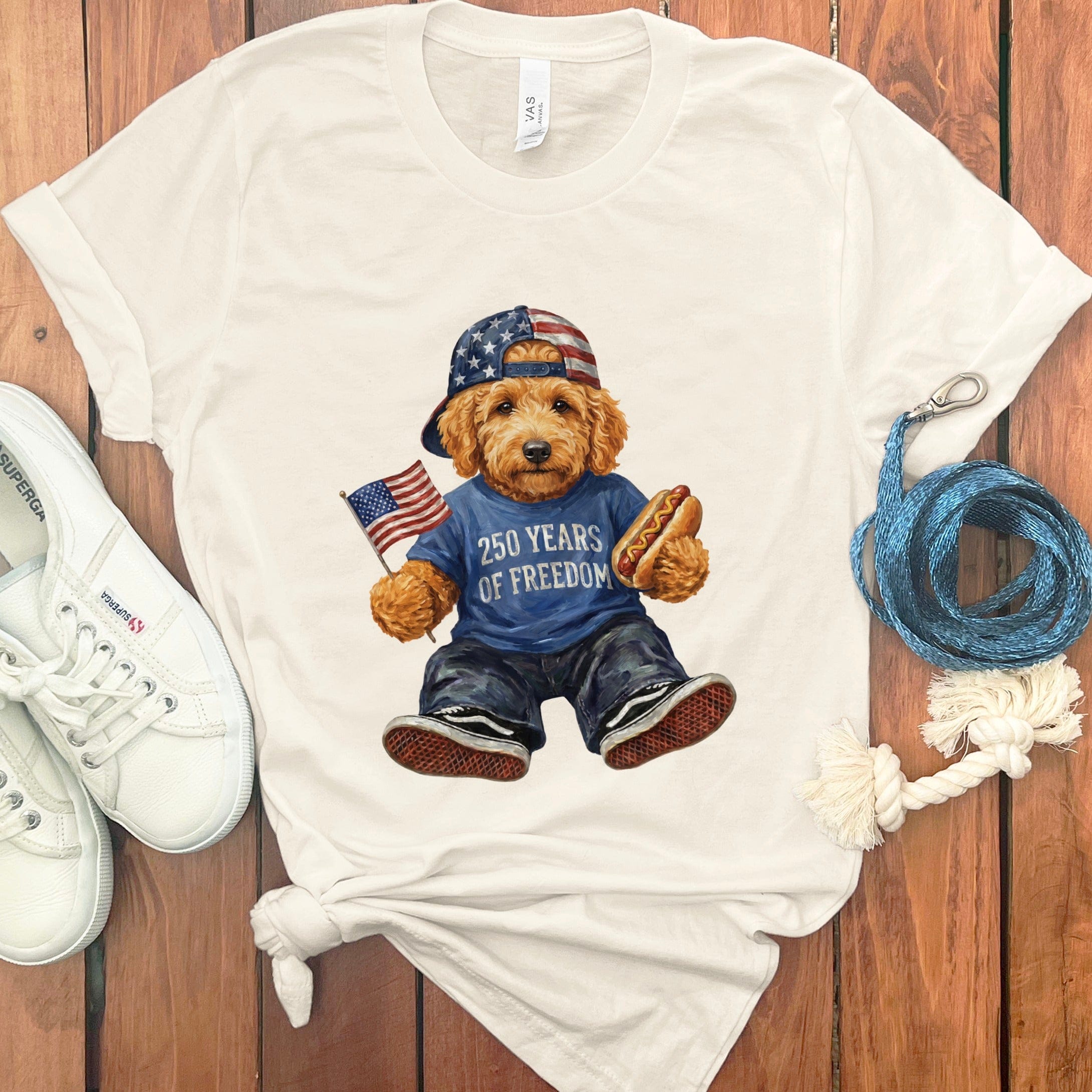 Doodle Freedom Bear T-Shirt in Natural / S by Puppy Jo