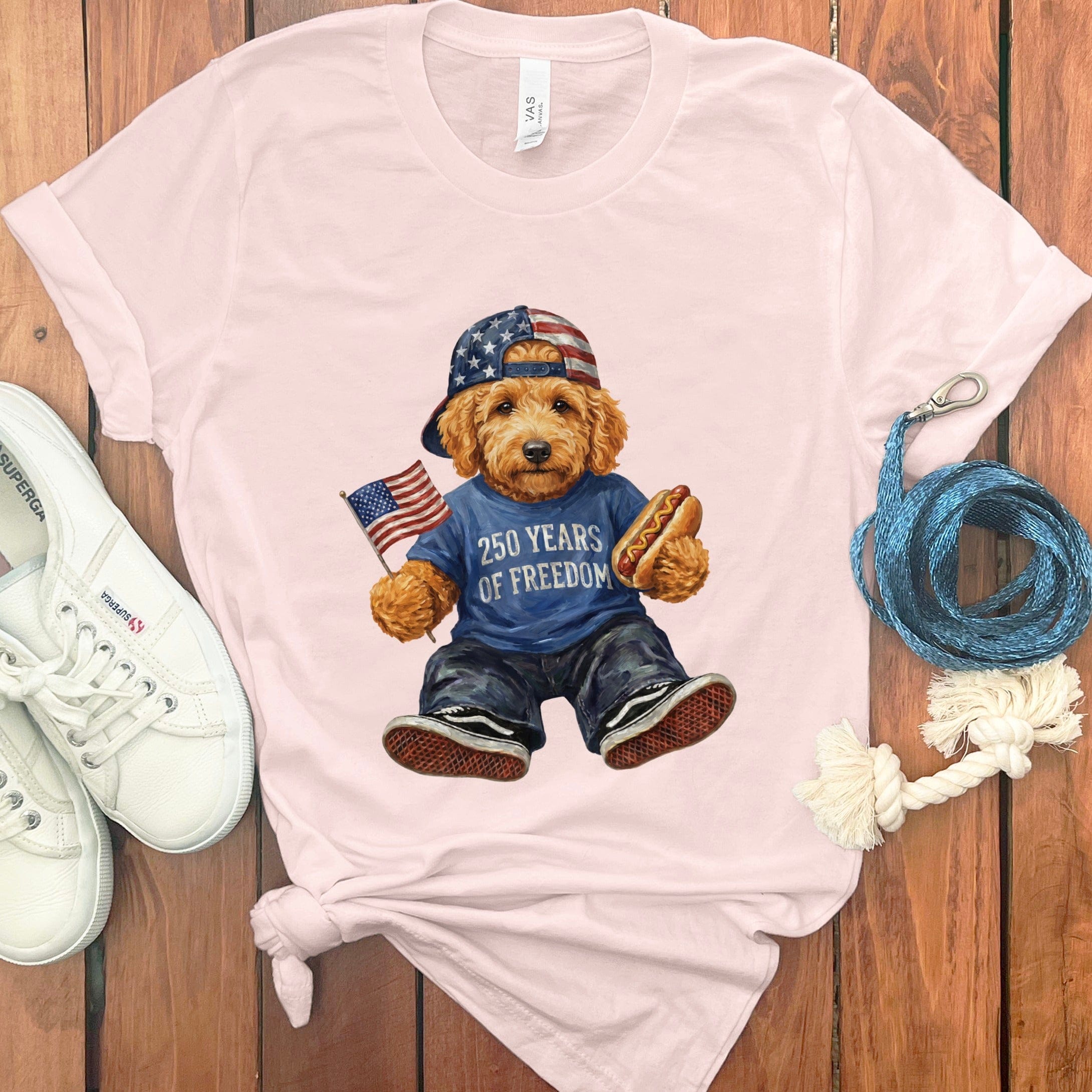 Doodle Freedom Bear T-Shirt in Soft Pink / S by Puppy Jo