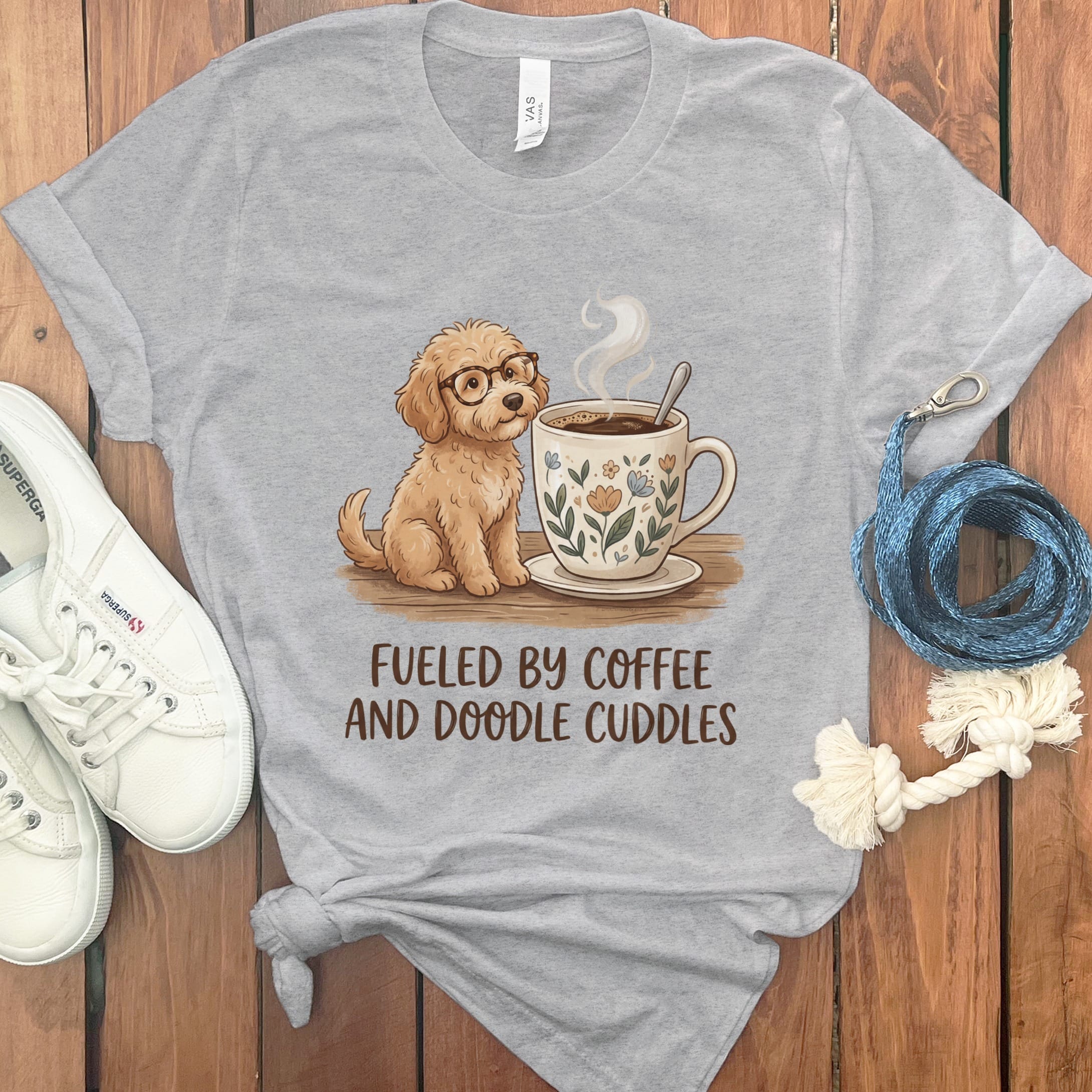 Doodle Fueled T-Shirt in Athletic Heather / S by Puppy Jo