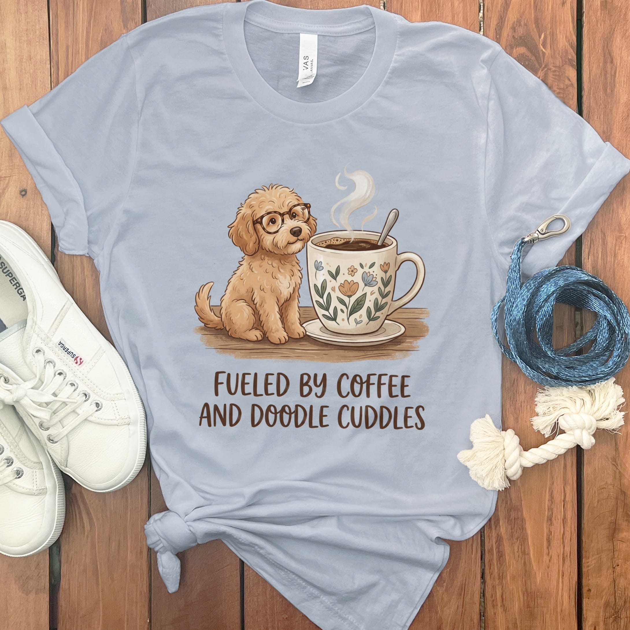 Doodle Fueled T-Shirt in Light Blue / S by Puppy Jo