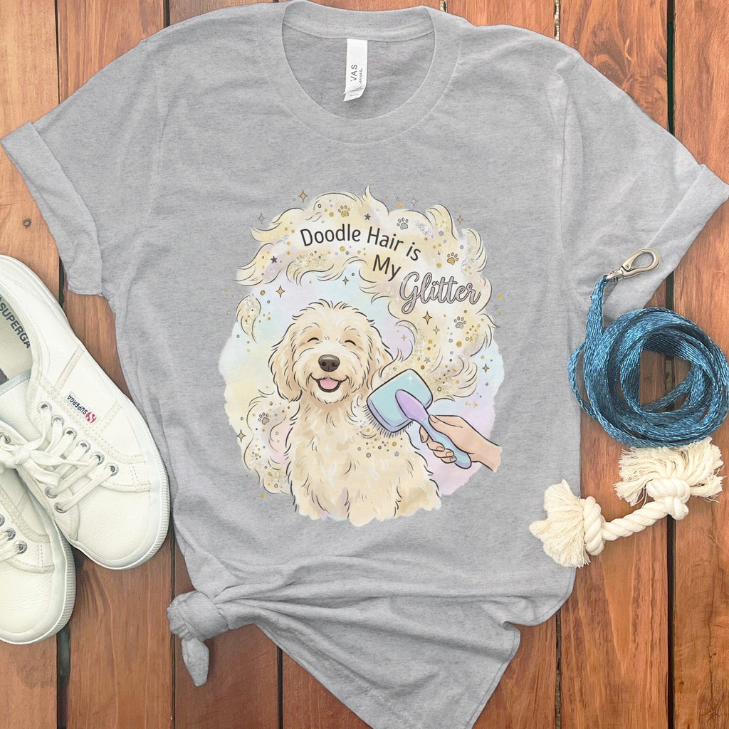 Doodle Glitter T-Shirt in Athletic Heather / S by Puppy Jo