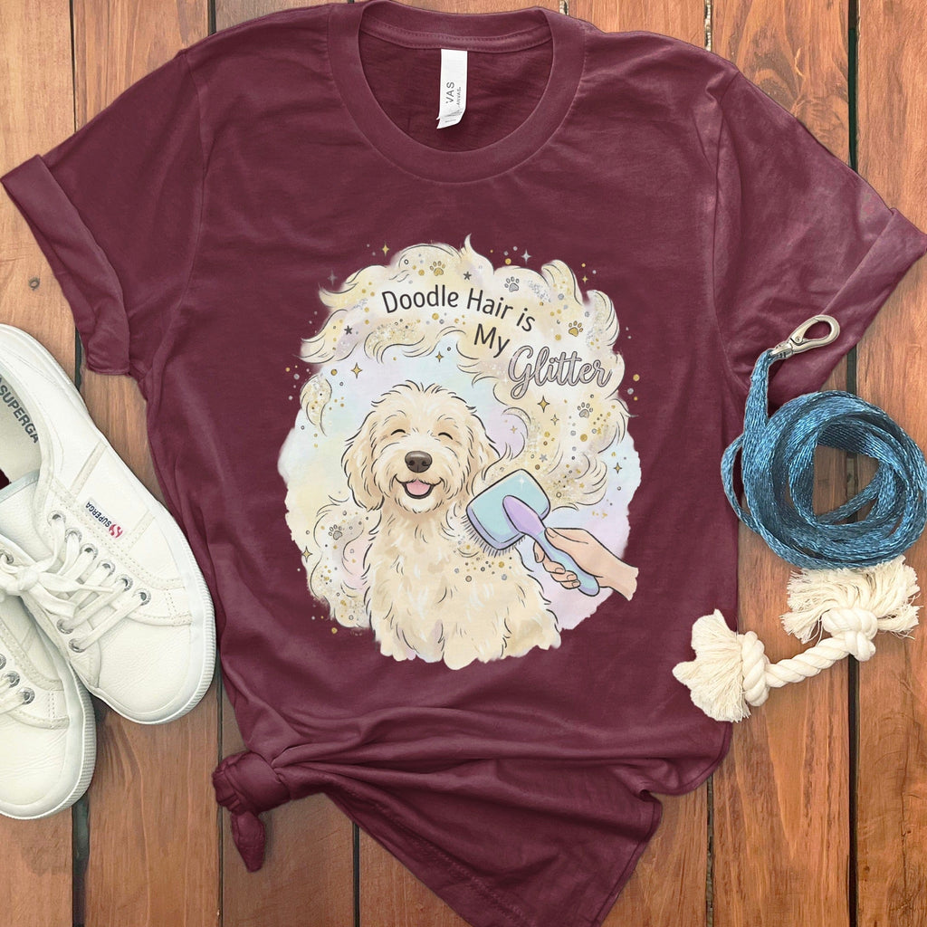 Doodle Glitter T-Shirt in Maroon / S by Puppy Jo