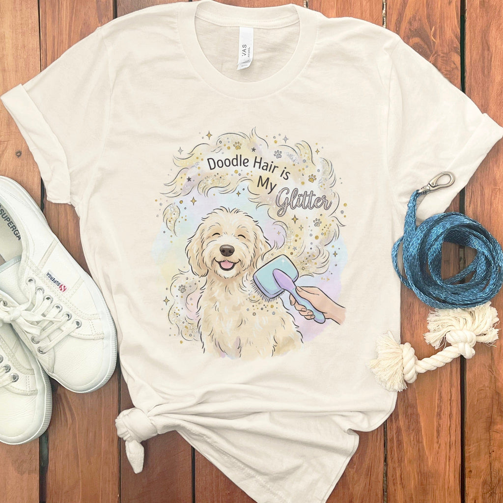 Doodle Glitter T-Shirt in Natural / S by Puppy Jo