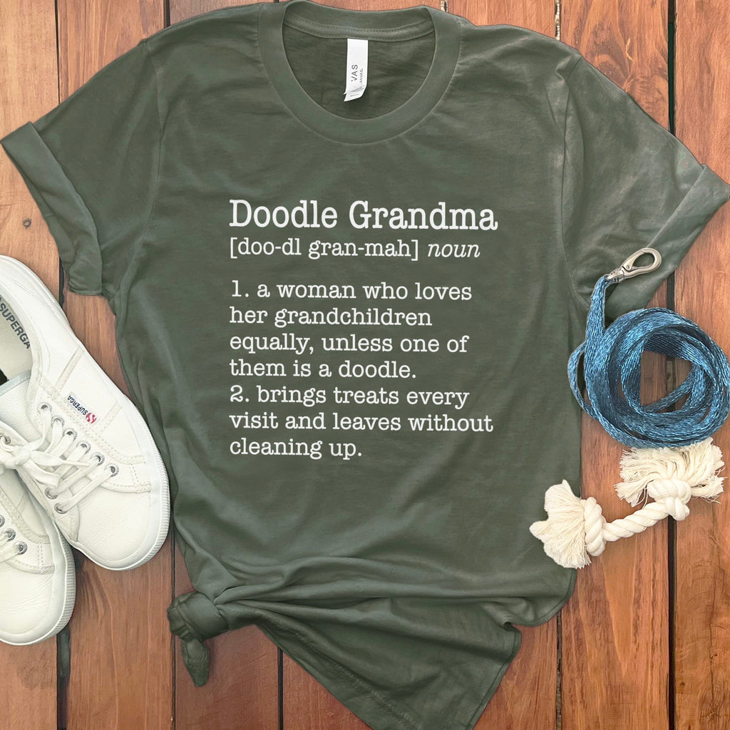 Doodle Grandma Dictionary T-Shirt in Military Green / S by Puppy Jo