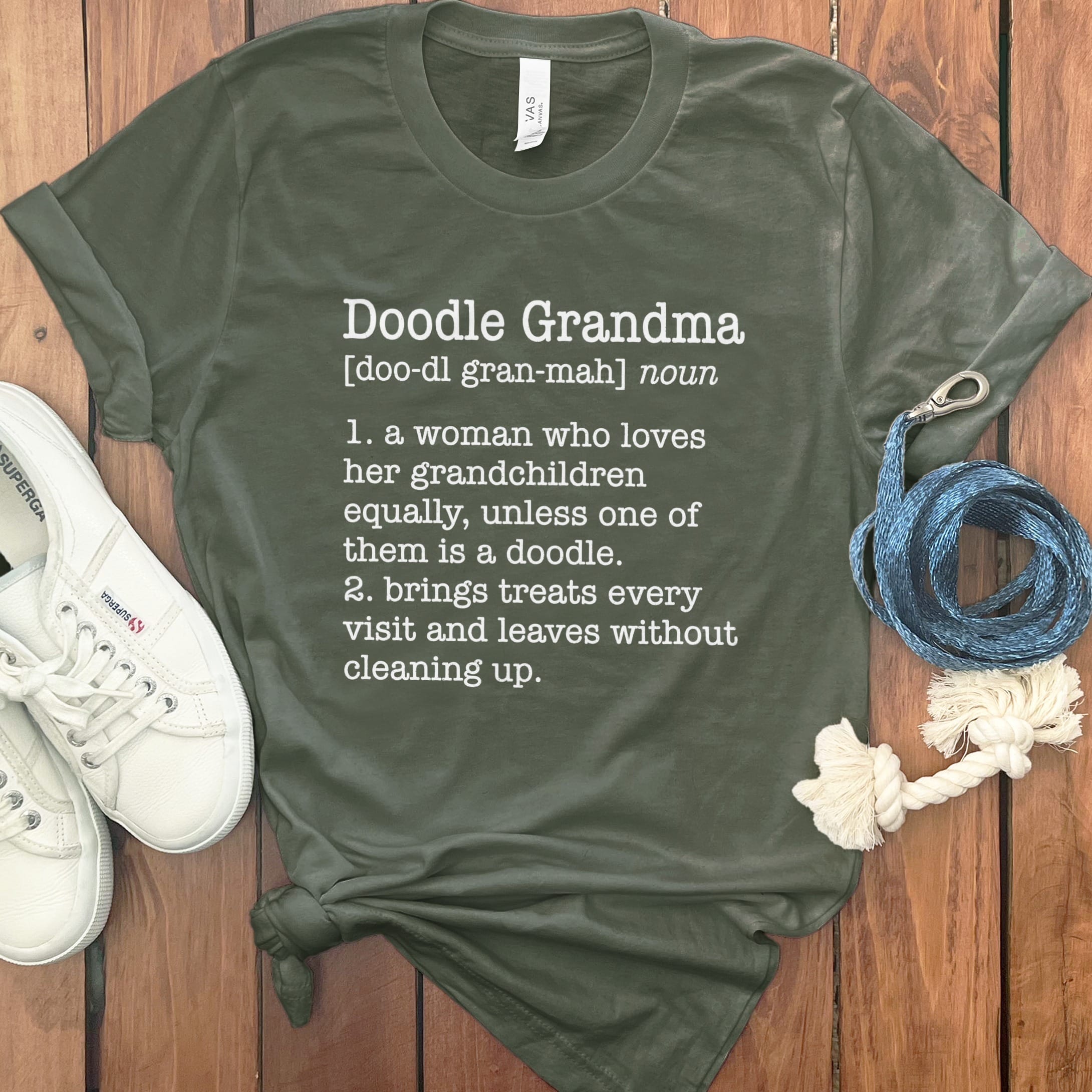 Doodle Grandma Dictionary T-Shirt in Military Green / S by Puppy Jo