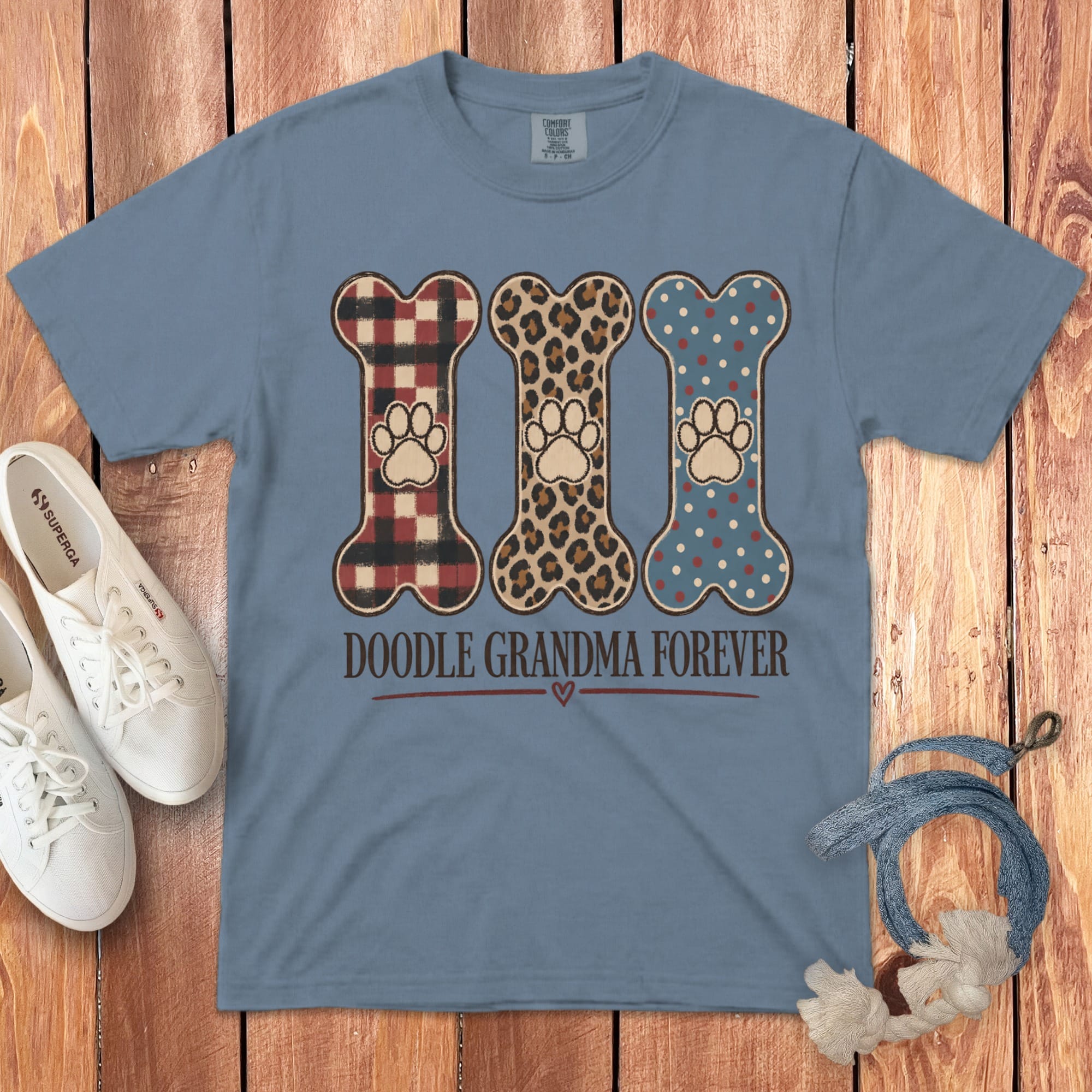 Doodle Grandma Forever Signature T-Shirt in Blue Jean / M by Puppy Jo