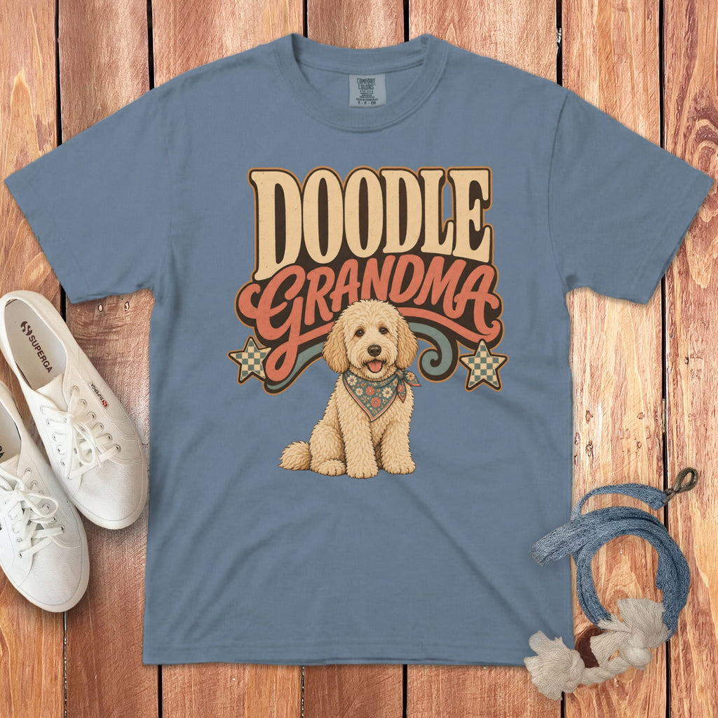 Doodle Grandma Signature T-Shirt in Blue Jean / S by Puppy Jo