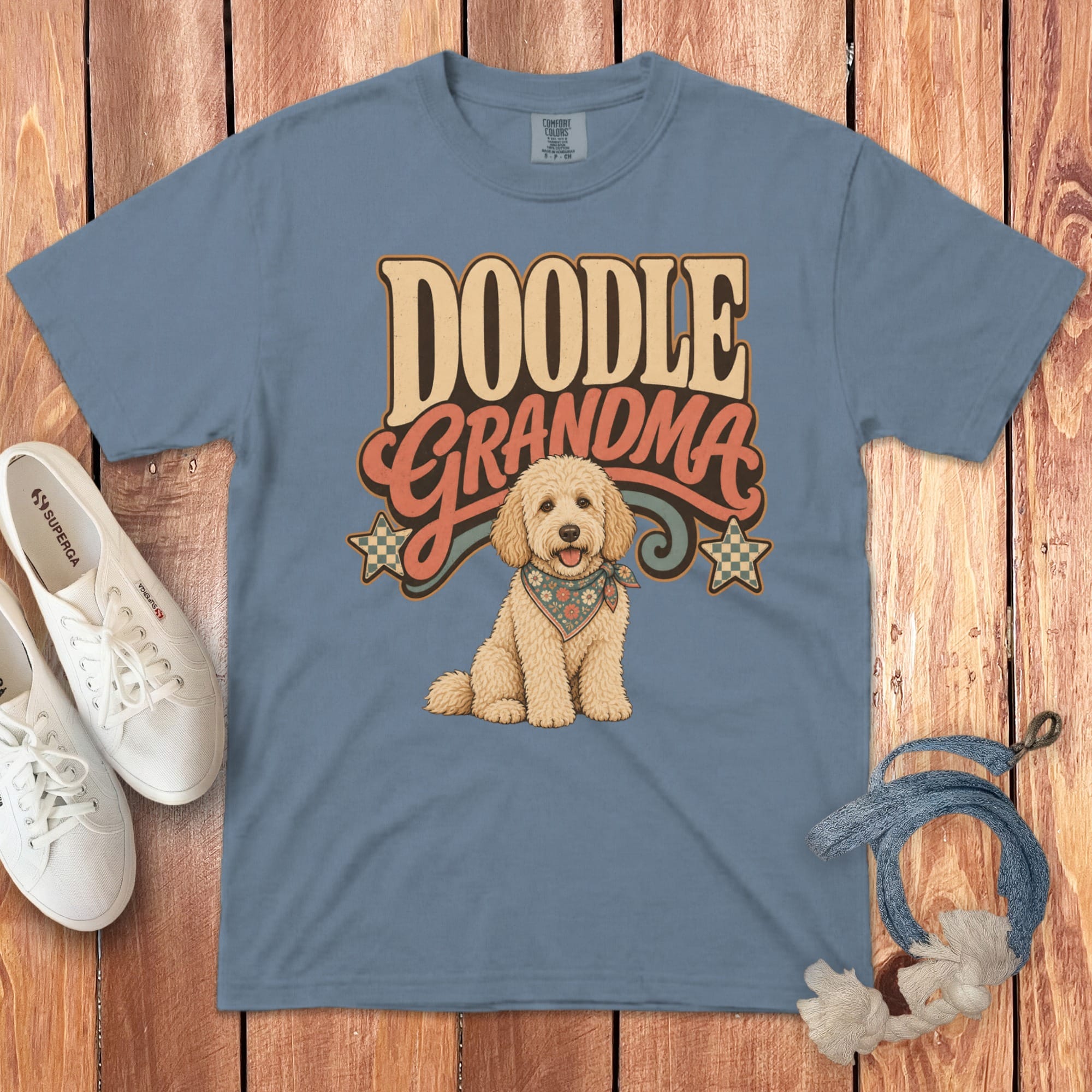 Doodle Grandma Signature T-Shirt in Blue Jean / S by Puppy Jo