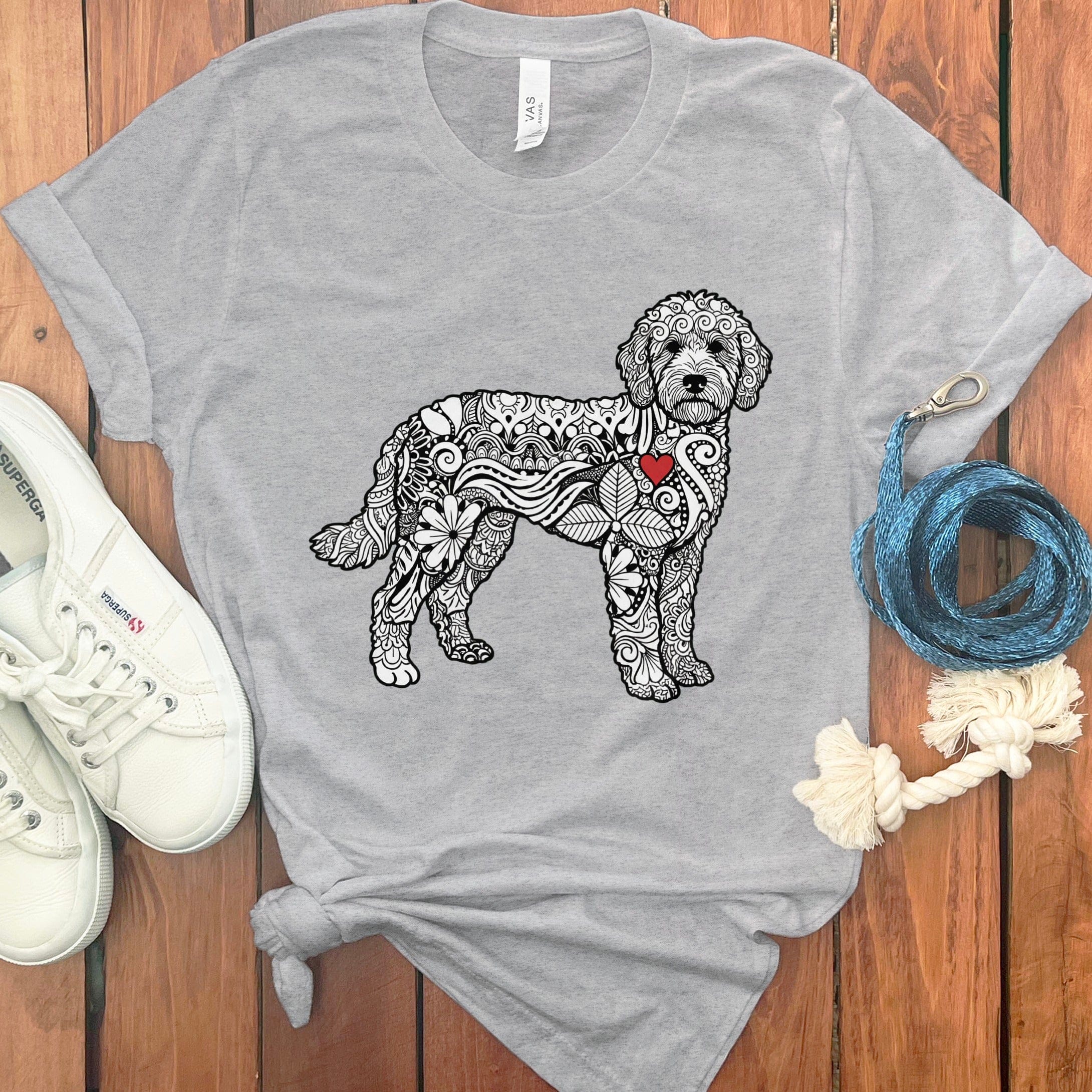 Doodle Graphic T-Shirt in Athletic Heather / S by Puppy Jo