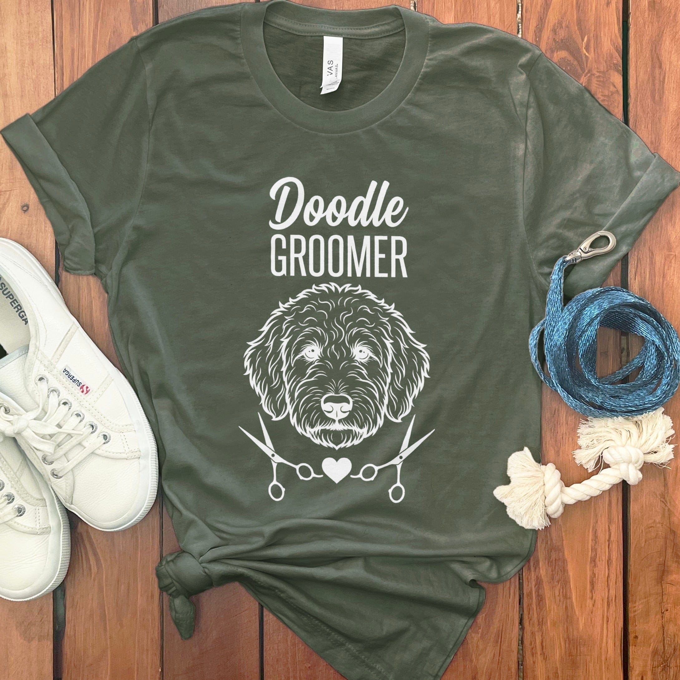 Doodle Groomer T-Shirt in Military Green / S by Puppy Jo